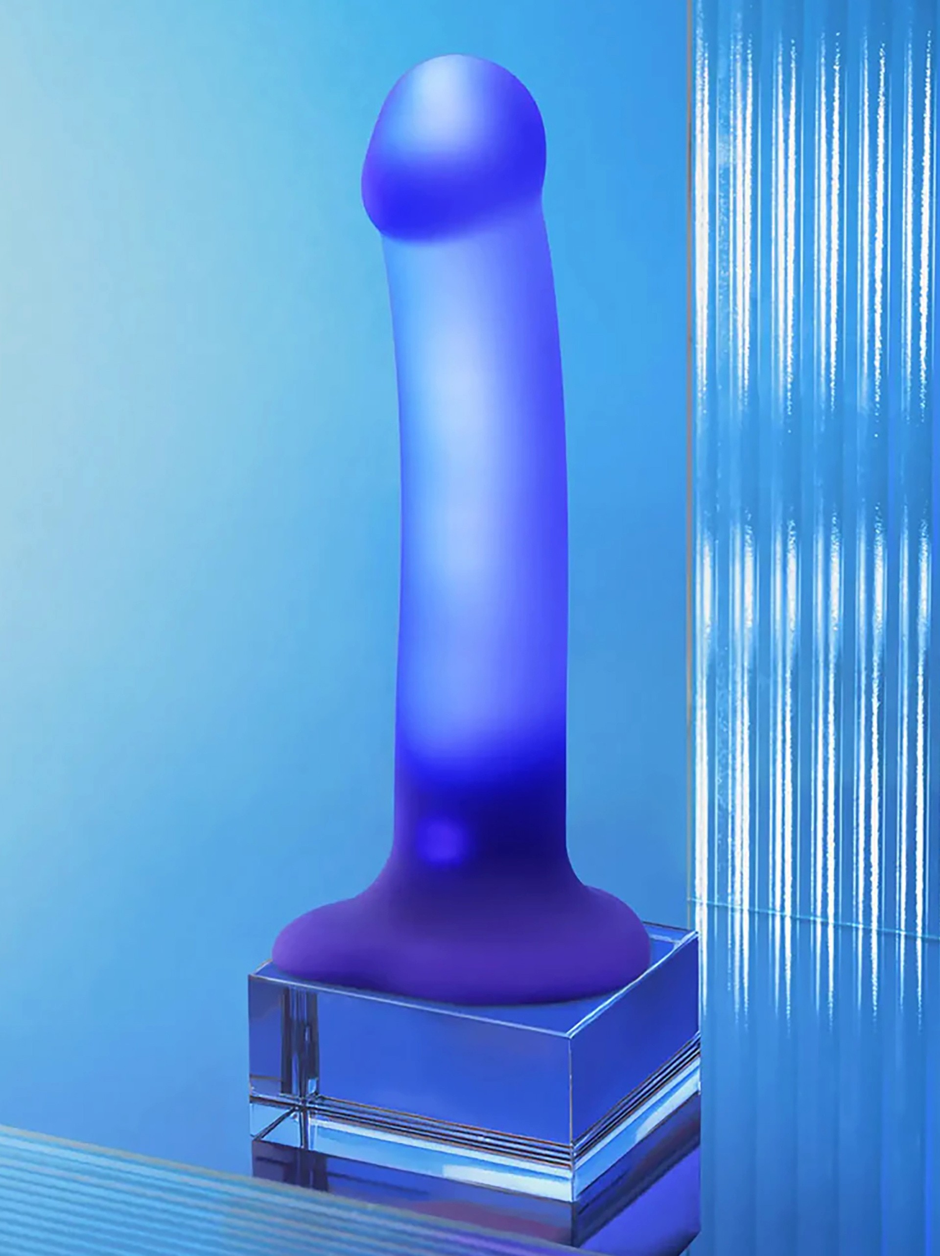 Strap-On-Me Soft Touch Silicone Glow LED Dildo 6.5 Inch, Purple, hi-res