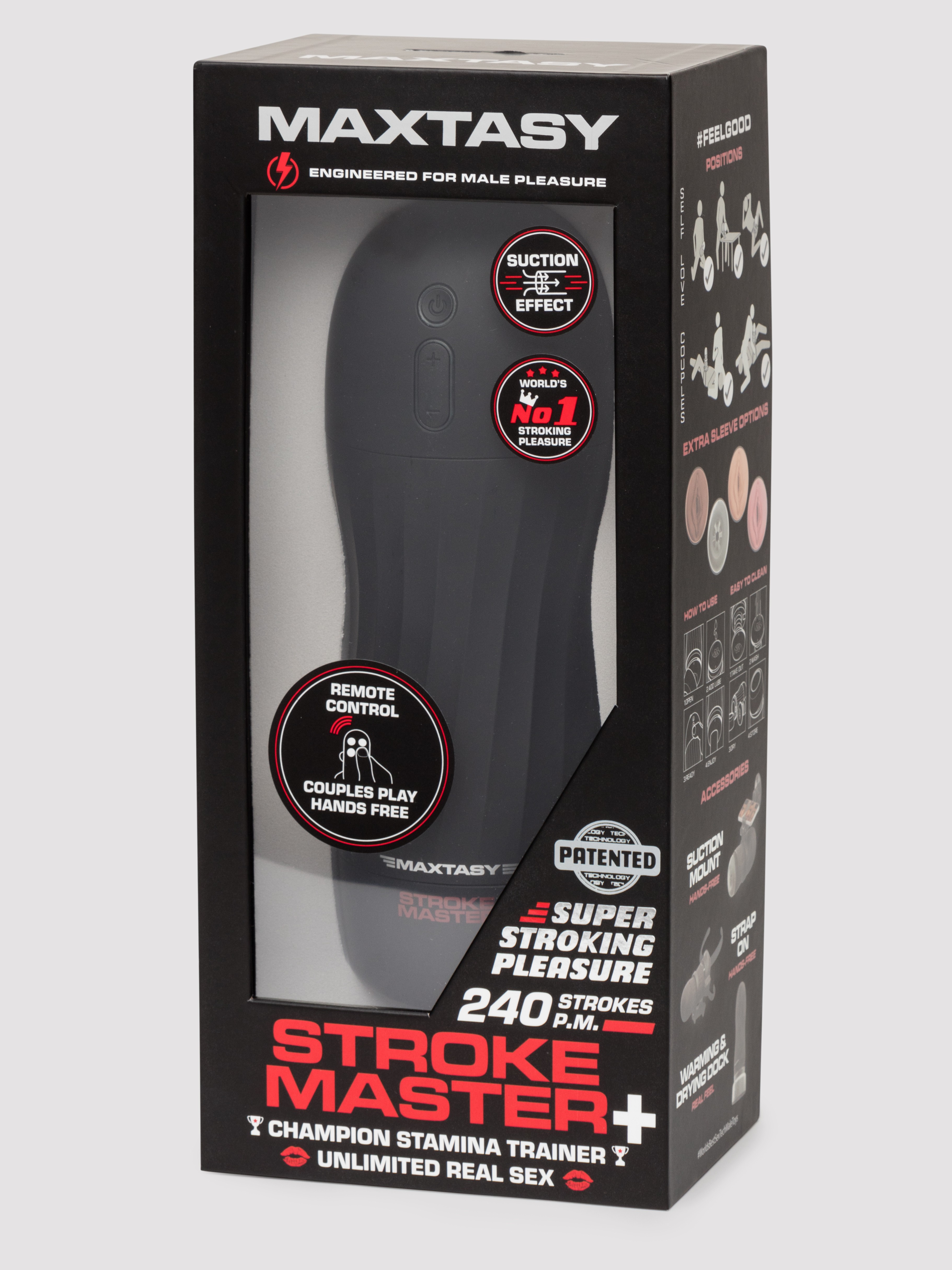 MAXTASY Stroke Master Milking Remote Controlled Masturbator, Black, hi-res