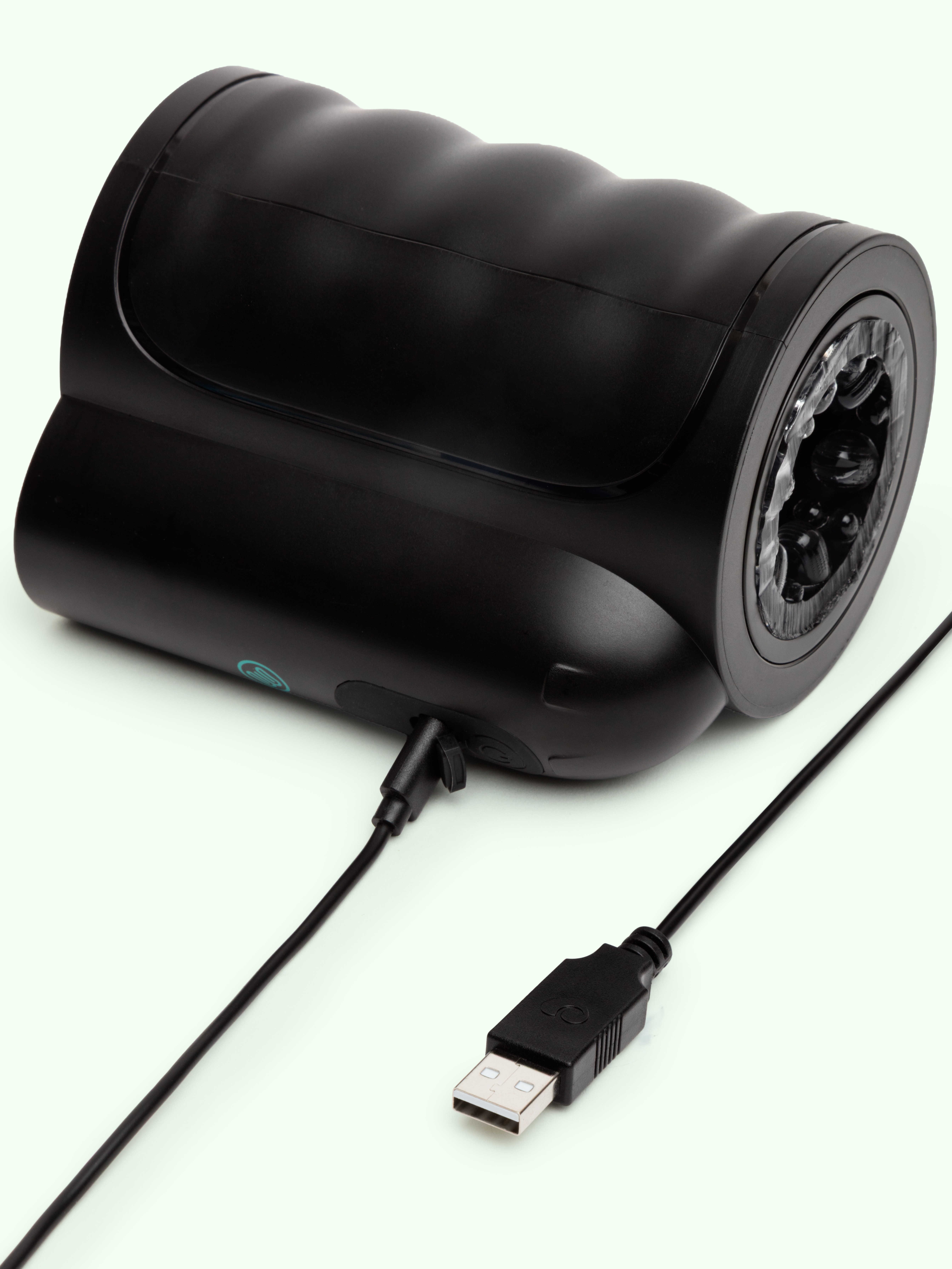 Blowmotion Thrusting & Rotating Open-Ended Masturbator, Black, hi-res