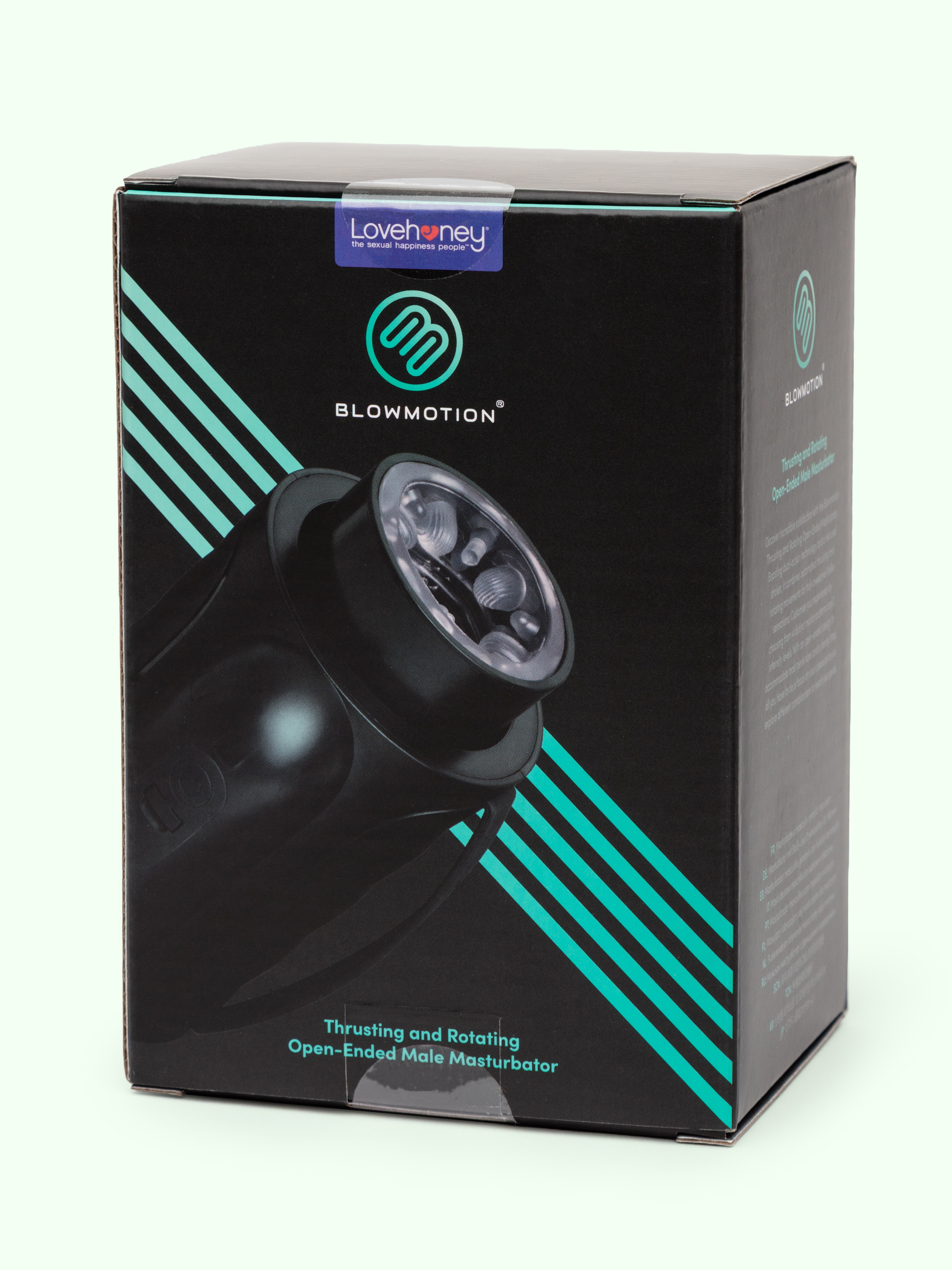 Blowmotion Thrusting & Rotating Open-Ended Masturbator, Black, hi-res
