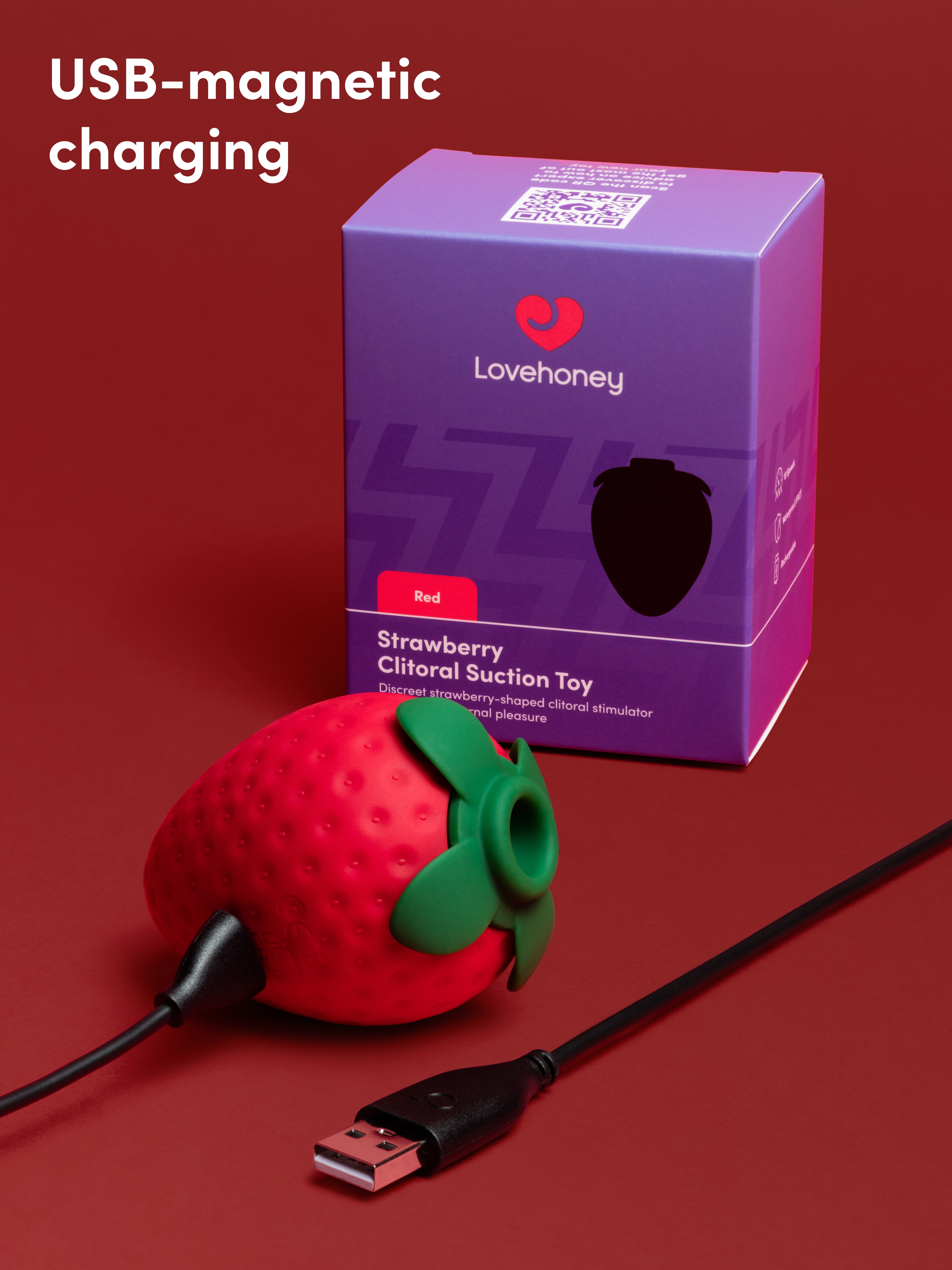 Lovehoney Strawberry Clitoral Suction Stimulator, Red, hi-res