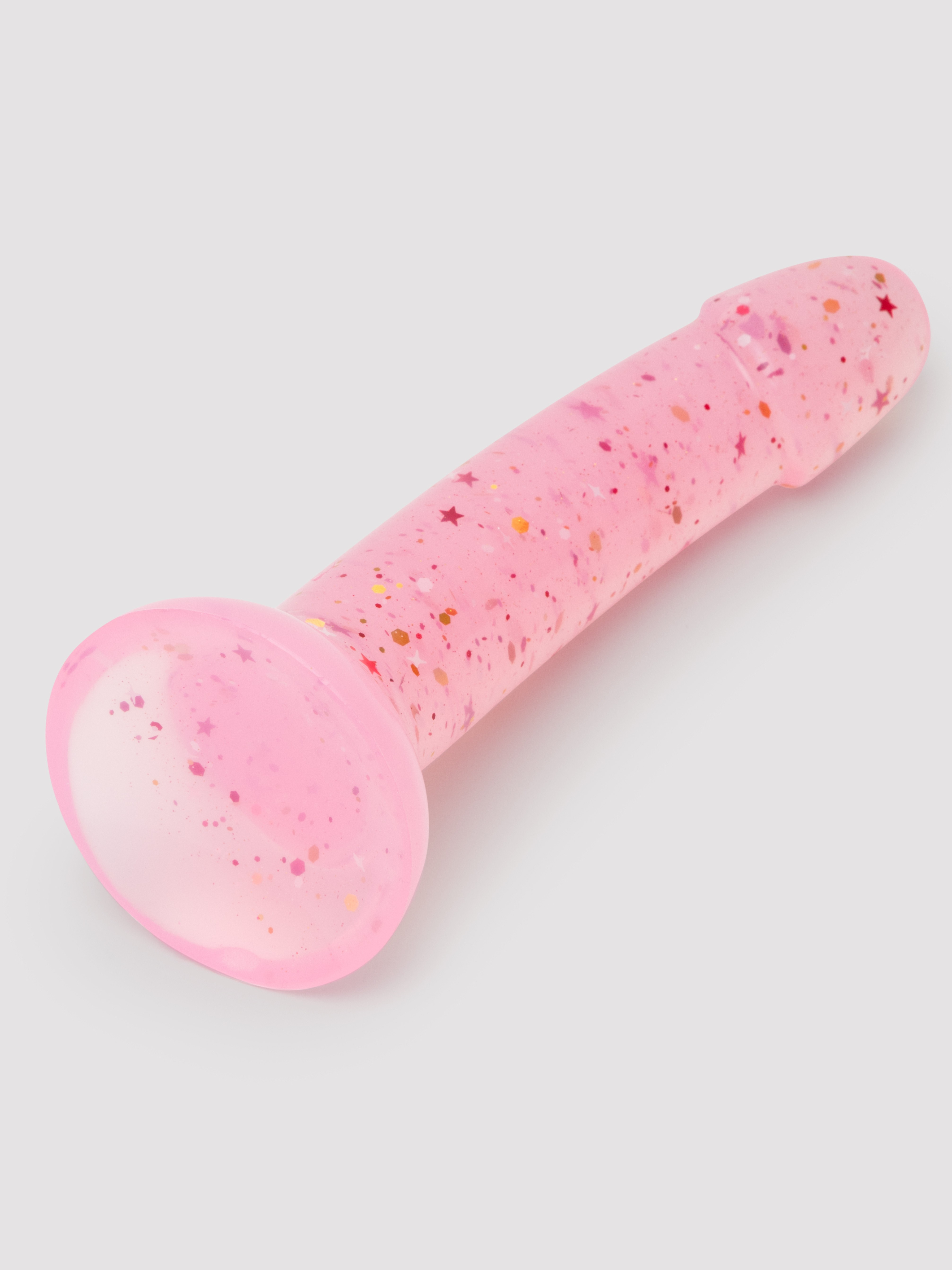 Lovehoney Superstar Chunky Glitter Silicone Suction Cup Dildo 7 Inch, Pink, hi-res