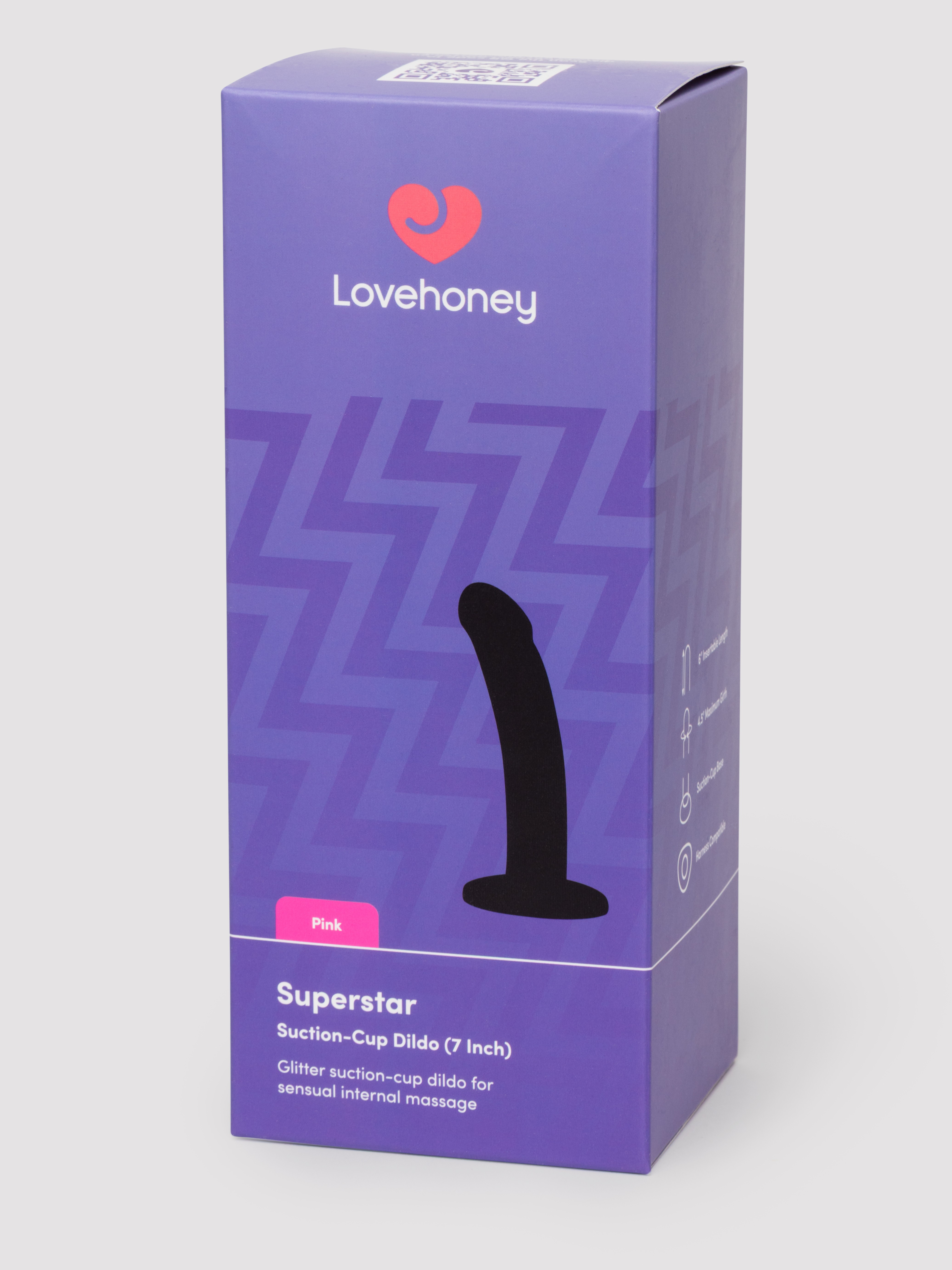Lovehoney Superstar Chunky Glitter Silicone Suction Cup Dildo 7 Inch, Pink, hi-res