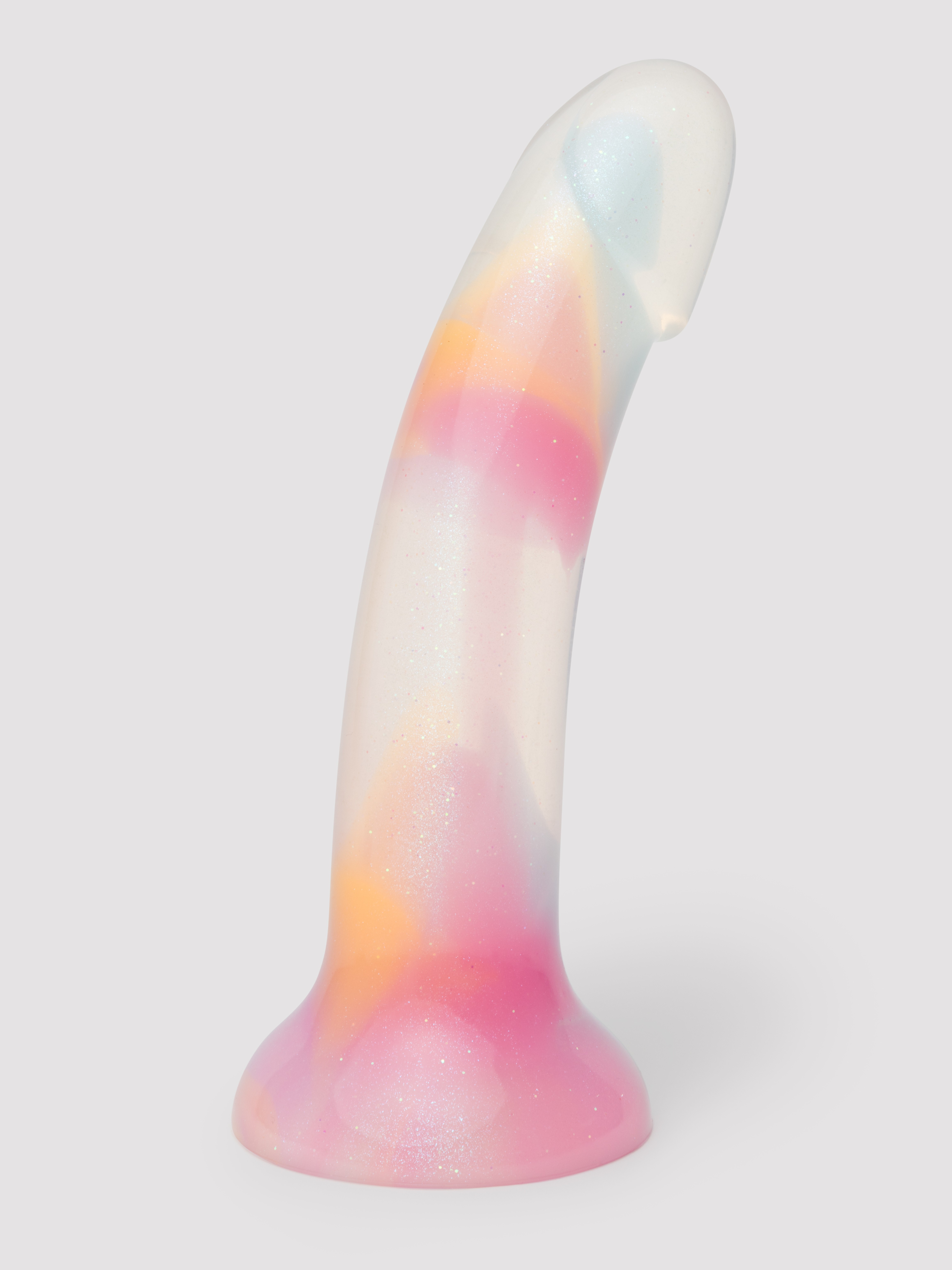 Lovehoney Glitter Curved Silicone Dildo 6 Inch, Pink, hi-res