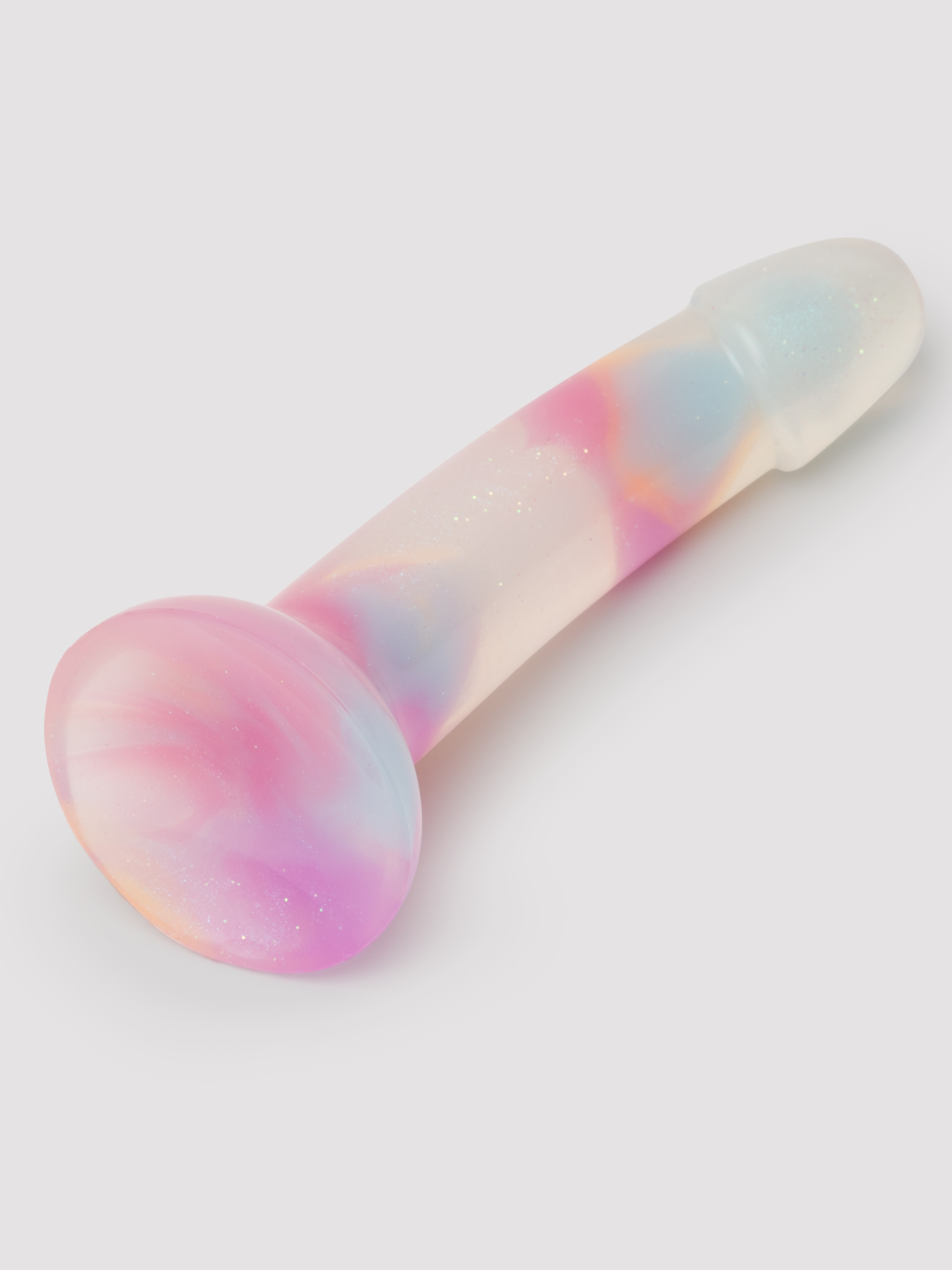 Lovehoney Superstar Glitter Curved Silicone Suction Cup Dildo 7 Inch, Pink, hi-res