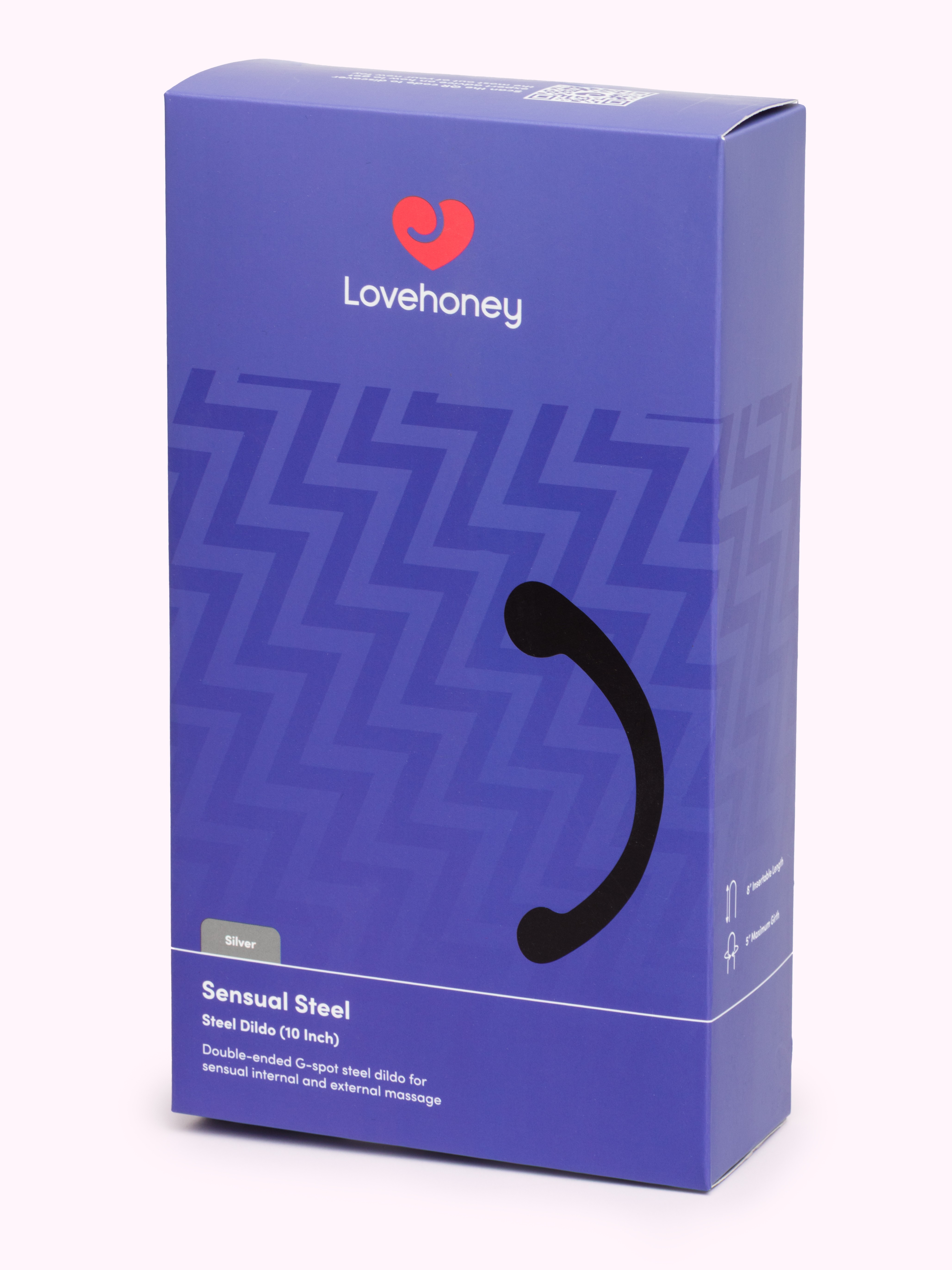 Lovehoney Curved Steel Dildo, Silver, hi-res