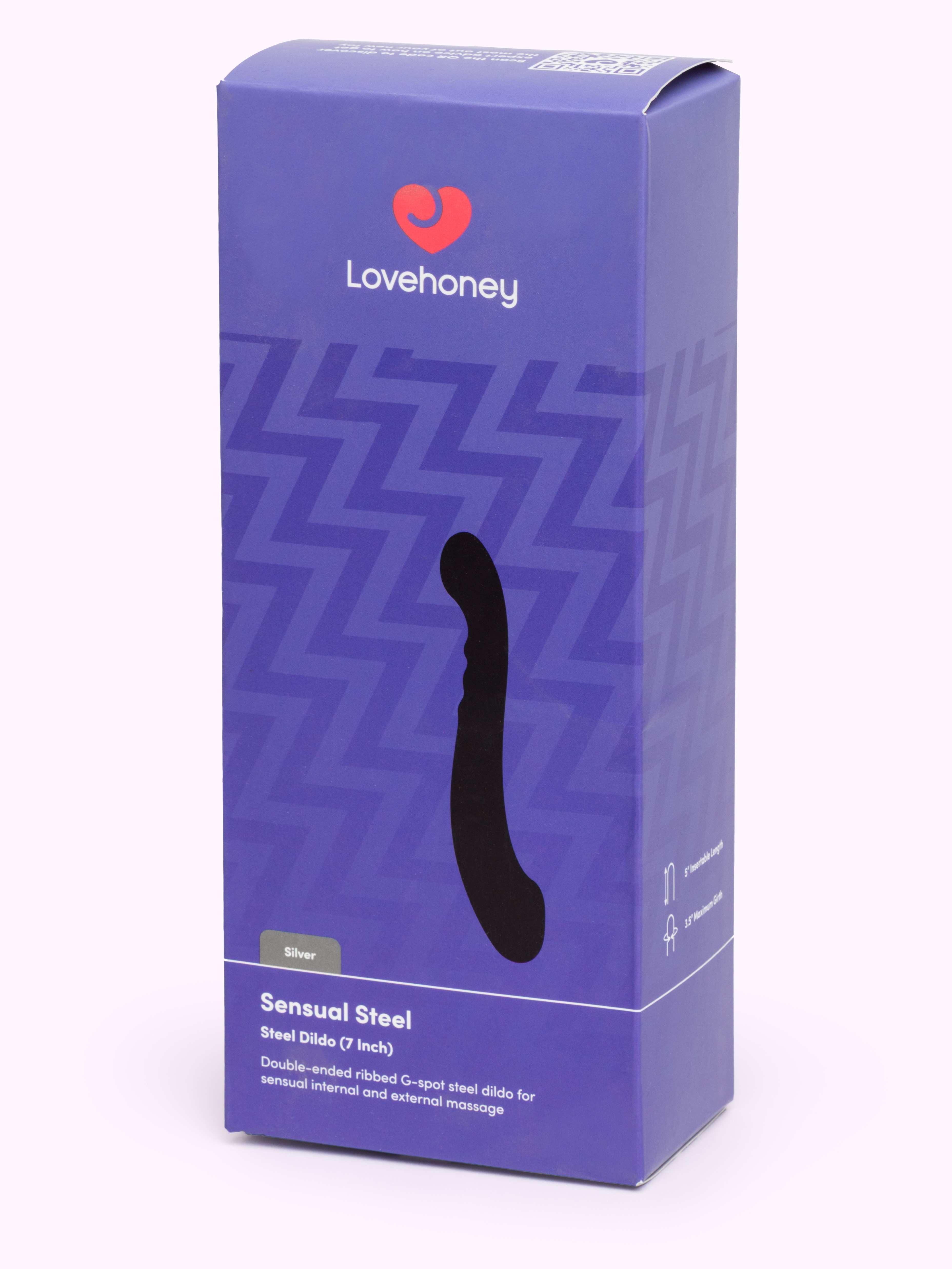 Lovehoney Ribbed Steel Dildo 7 Inch, Silver, hi-res