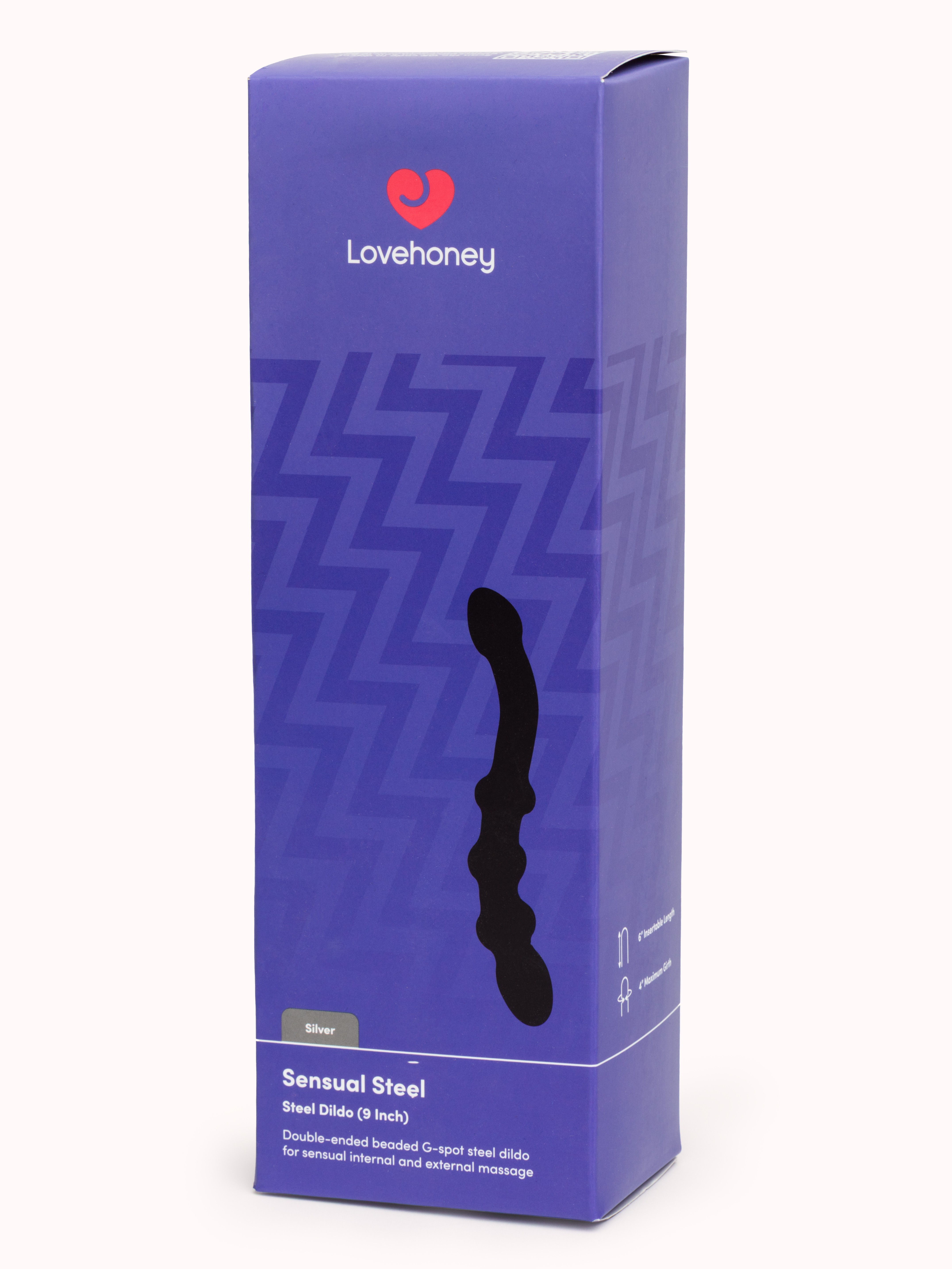 Lovehoney Beaded Steel Dildo 9 Inch, Silver, hi-res