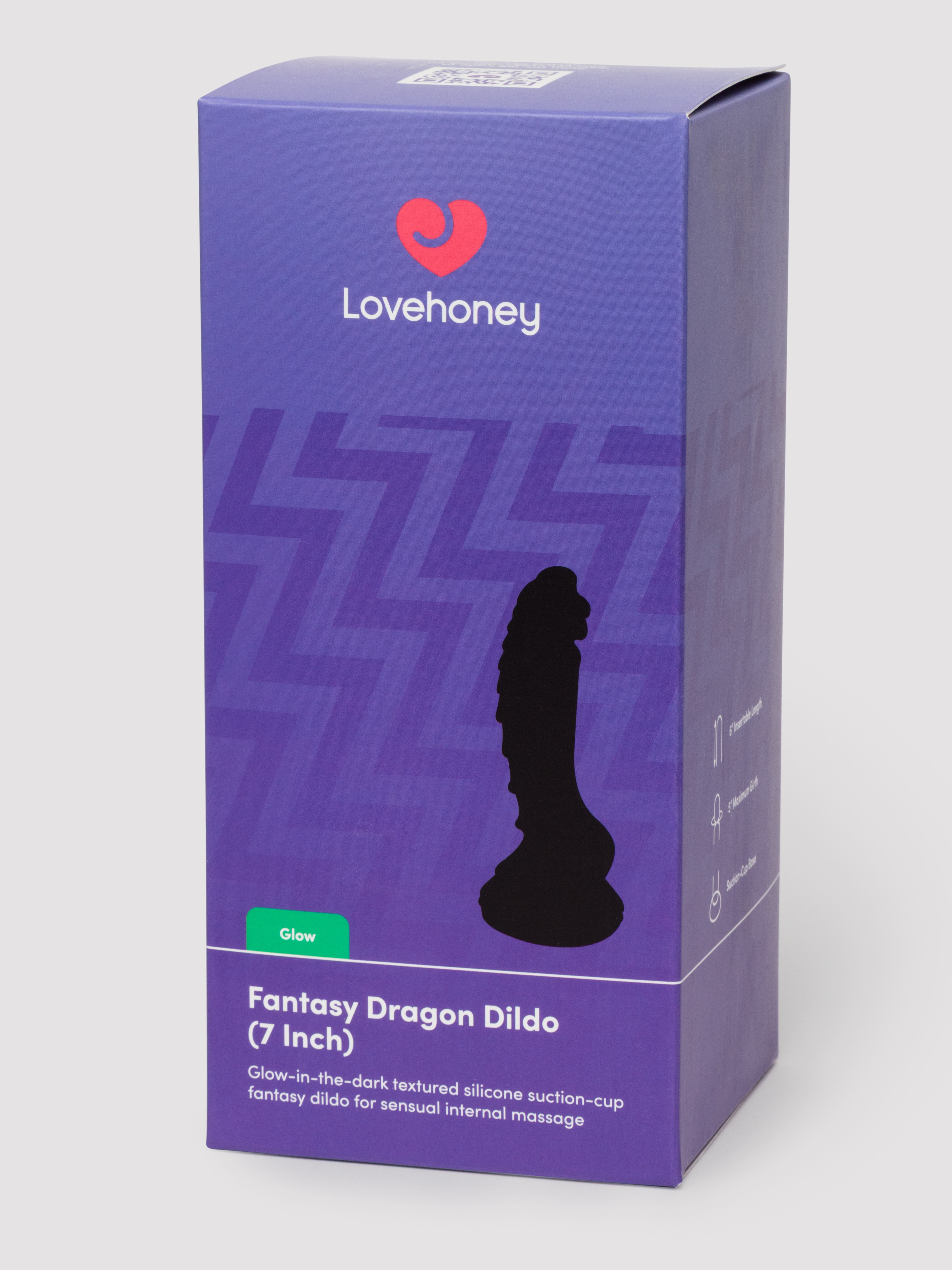 Lovehoney Glow Fantasy Dragon Glow In The Dark Dildo 7 Inch, Blue, hi-res