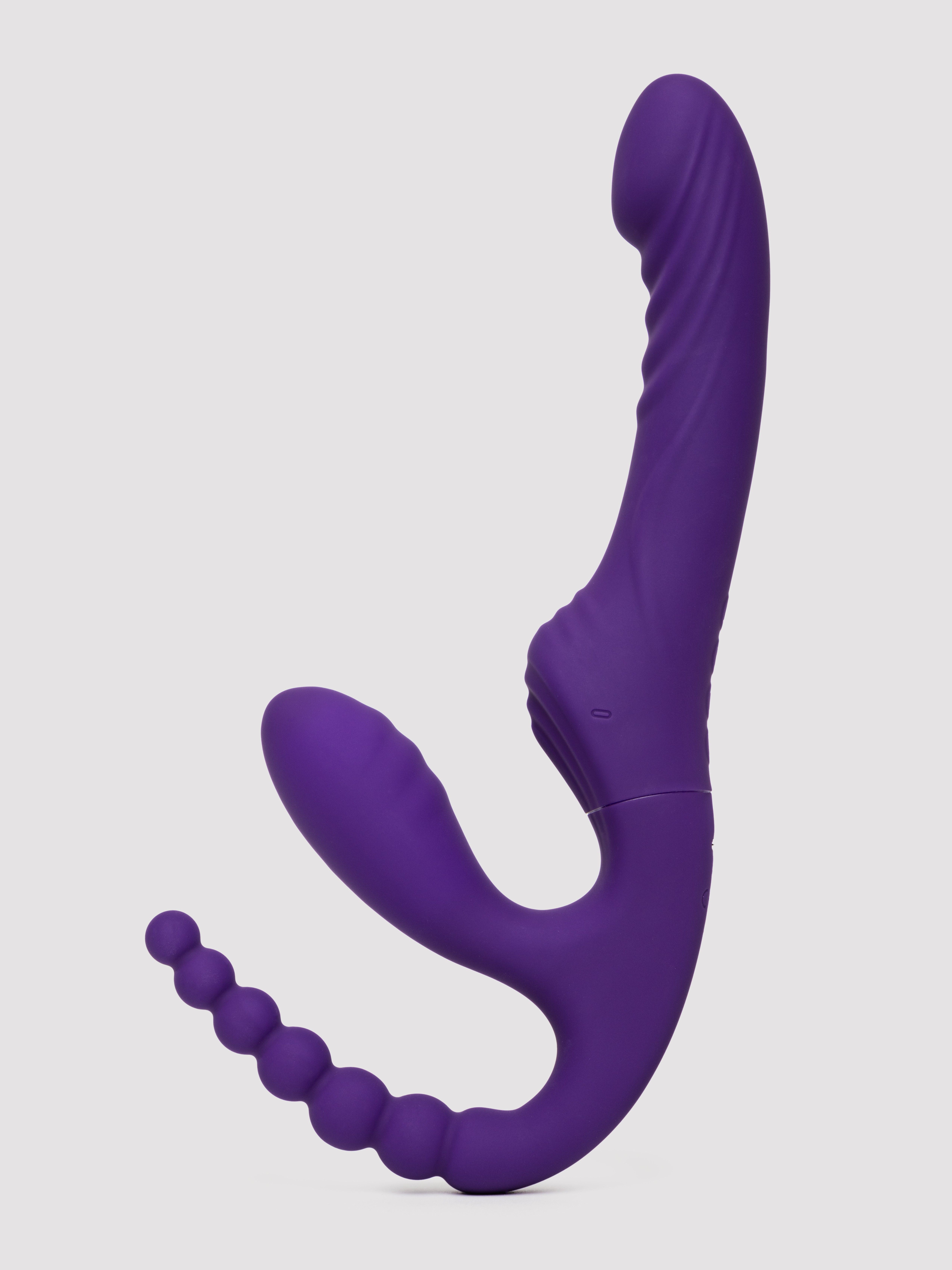 Playboy Hug It Out Triple Stimulation Inflatable Strapless Strap-On, Purple, hi-res