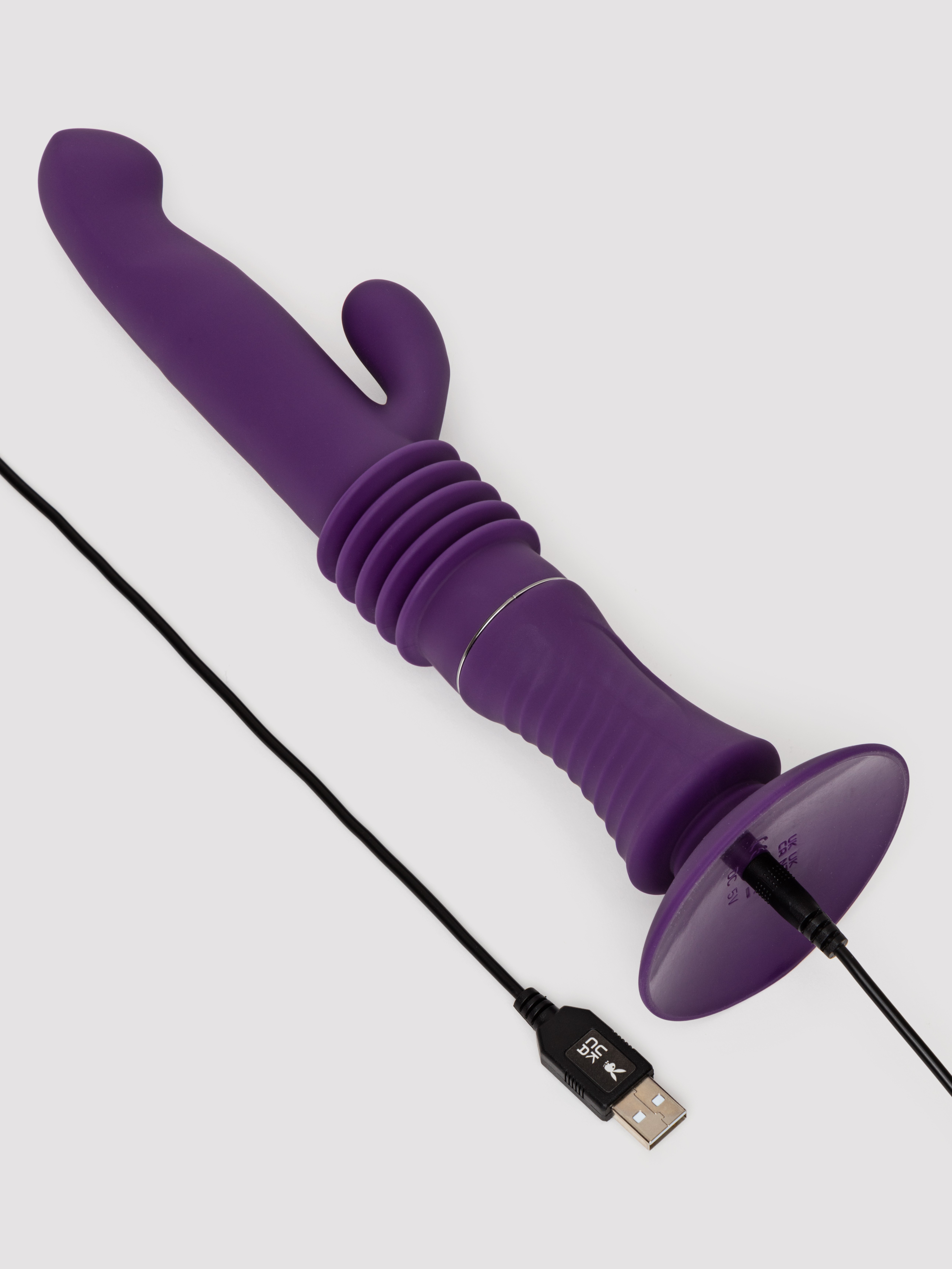 Playboy Hoppy Ending Thrusting Hands Free Rabbit Vibrator, Purple, hi-res