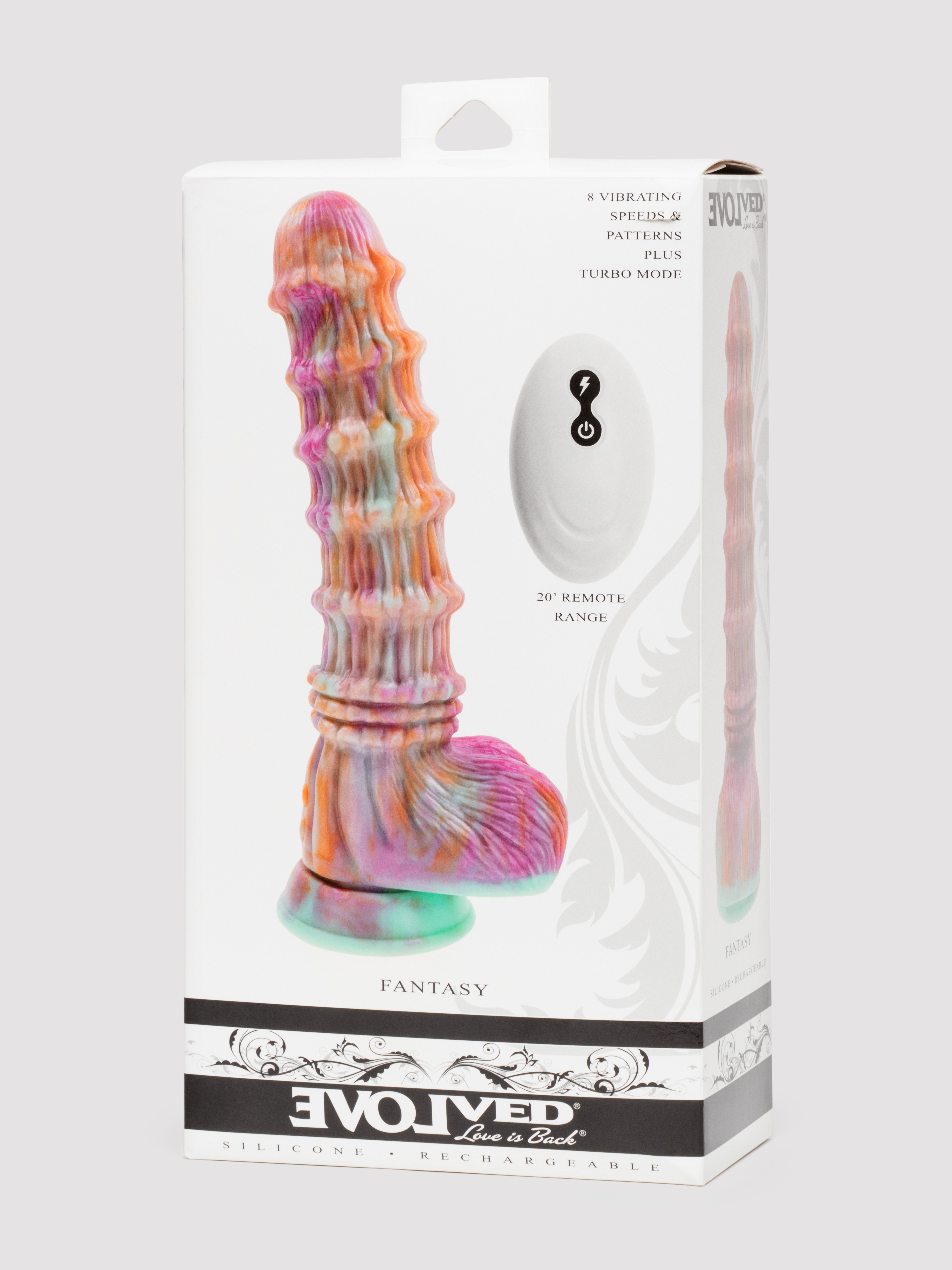 Fantasy Textured Remote Control Dildo Vibrator 8 Inch, Pink, hi-res