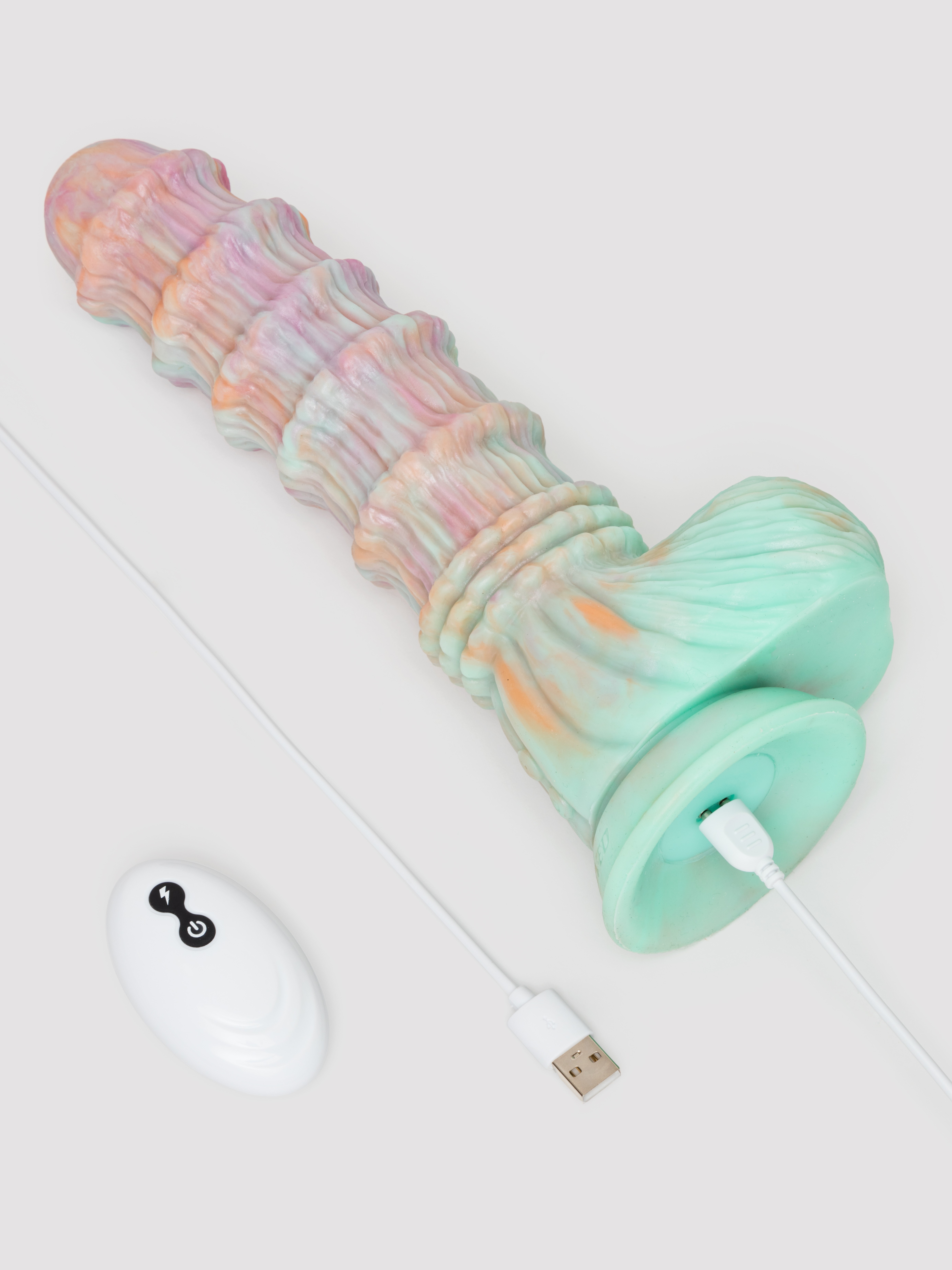 Fantasy Textured Remote Control Dildo Vibrator 8 Inch, Pink, hi-res