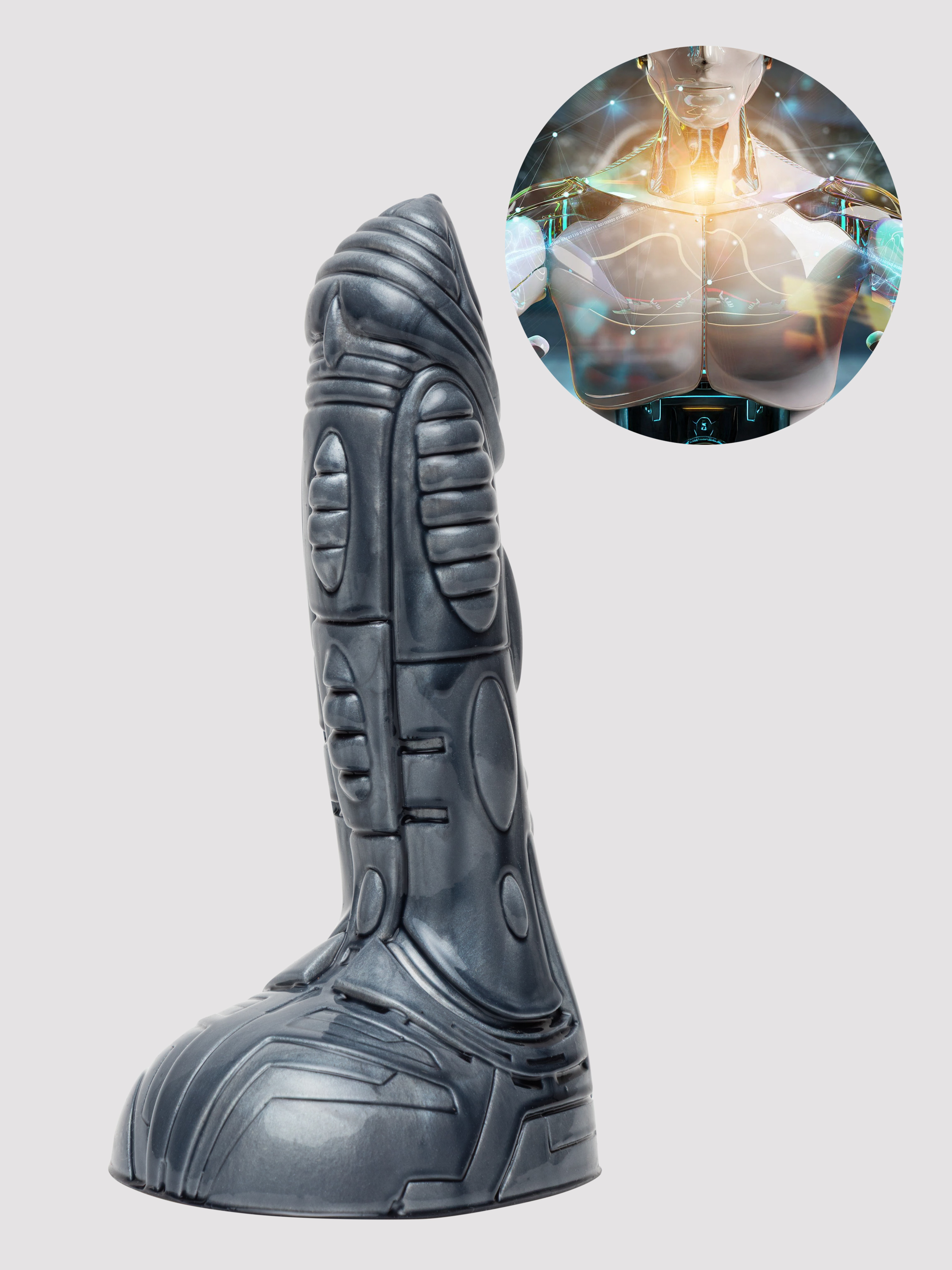 Fleshlight Fantasy Cyborg Dildo, Silver, hi-res