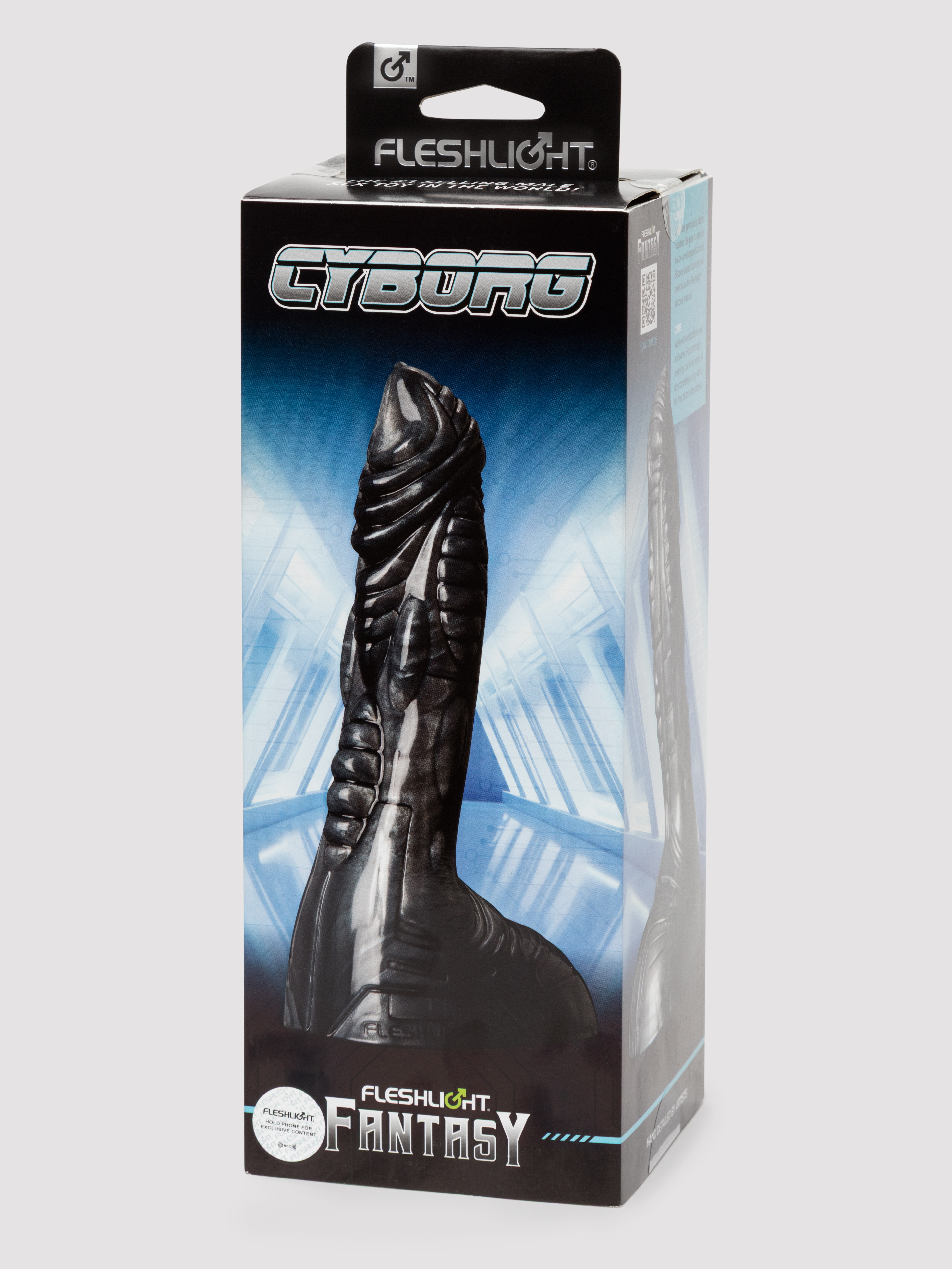 Fleshlight Fantasy Cyborg Futuristic Stimulation Dildo 7.5 Inch, Silver, hi-res