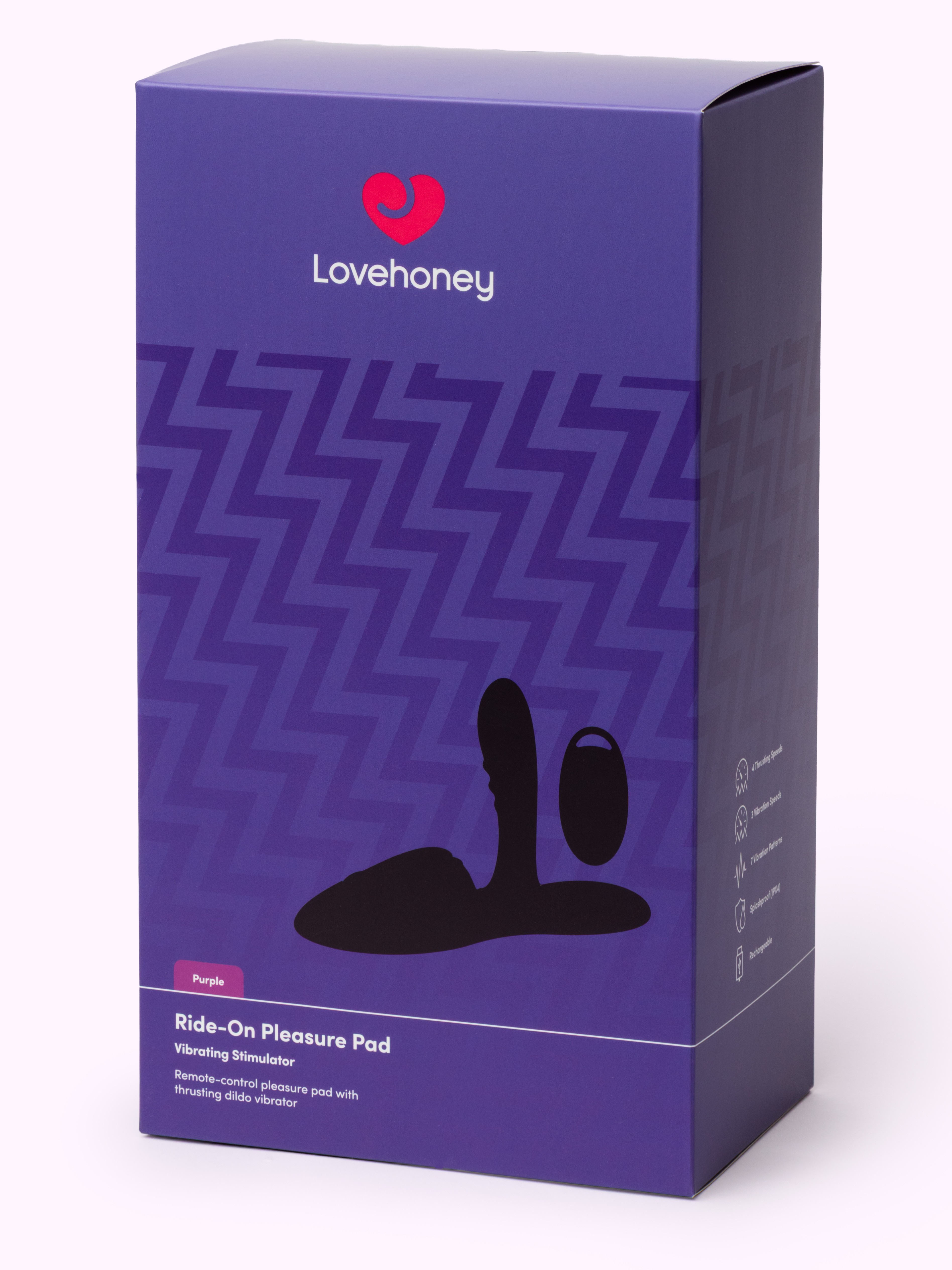Lovehoney Ride On Pleasure Pad with Thrusting Dildo Vibrator With Remote, Purple, hi-res