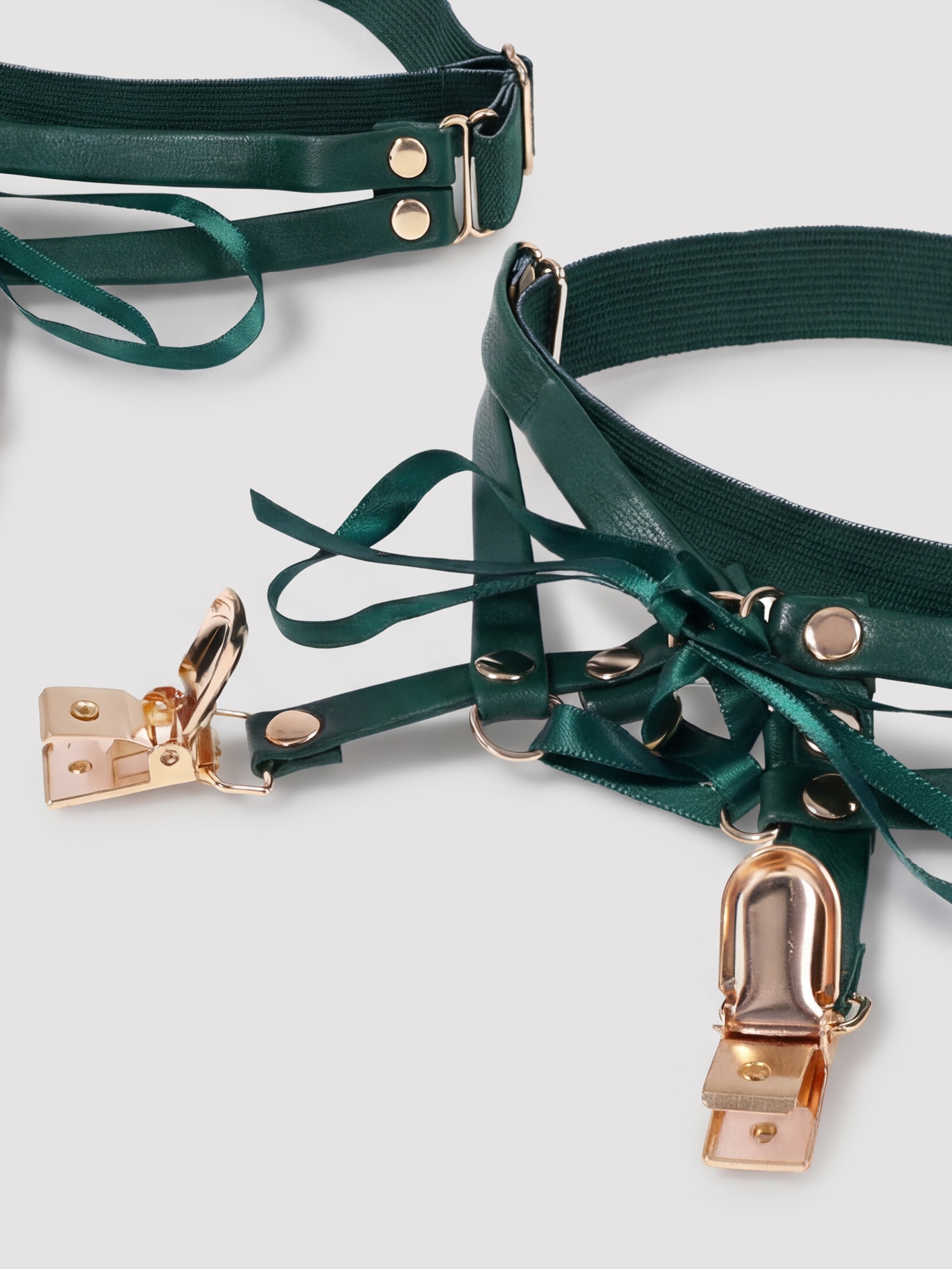 Sportsheets Indica Laced Up Garters, Green, hi-res