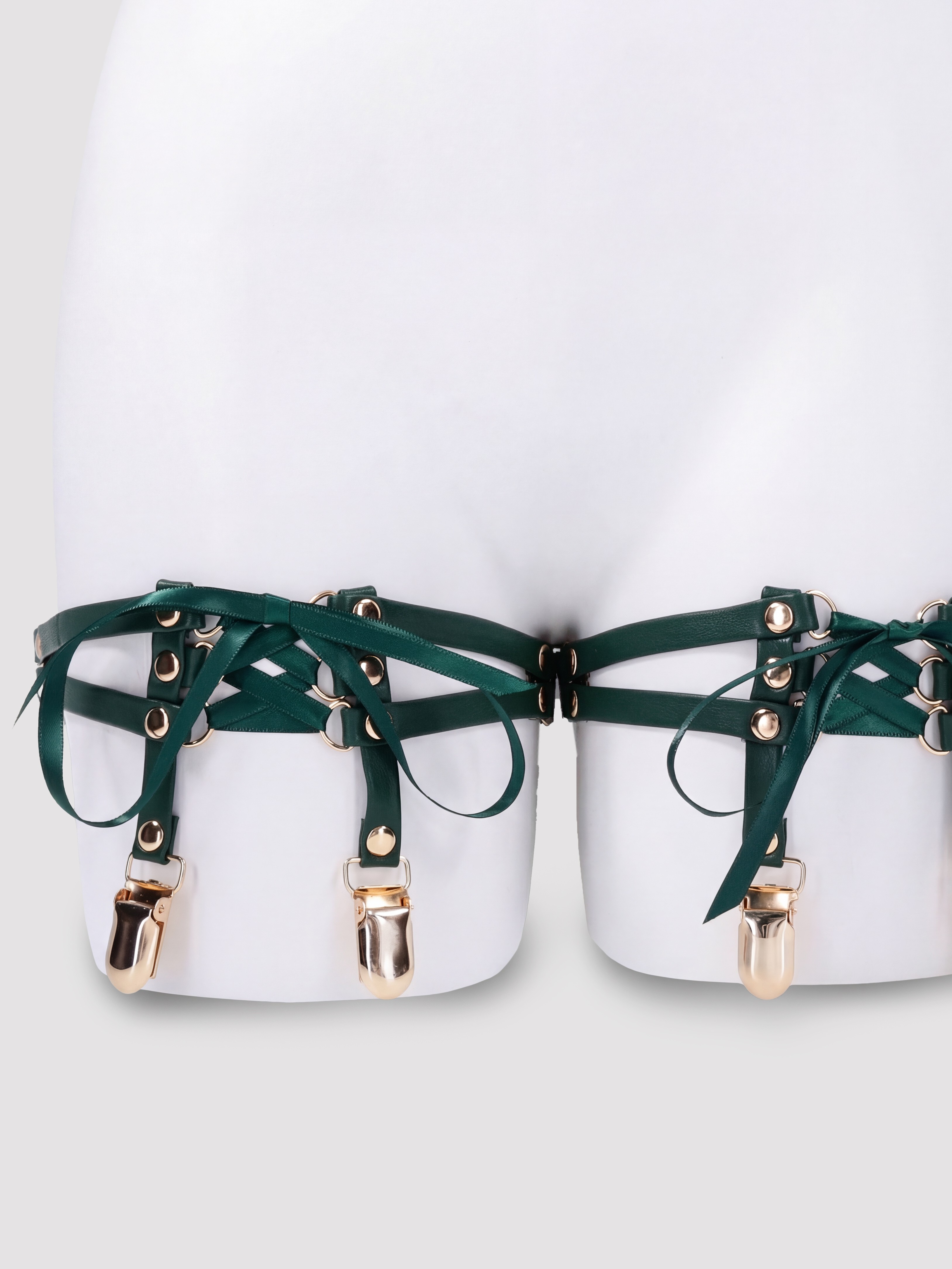 Sportsheets Indica Laced Up Garters, Green, hi-res