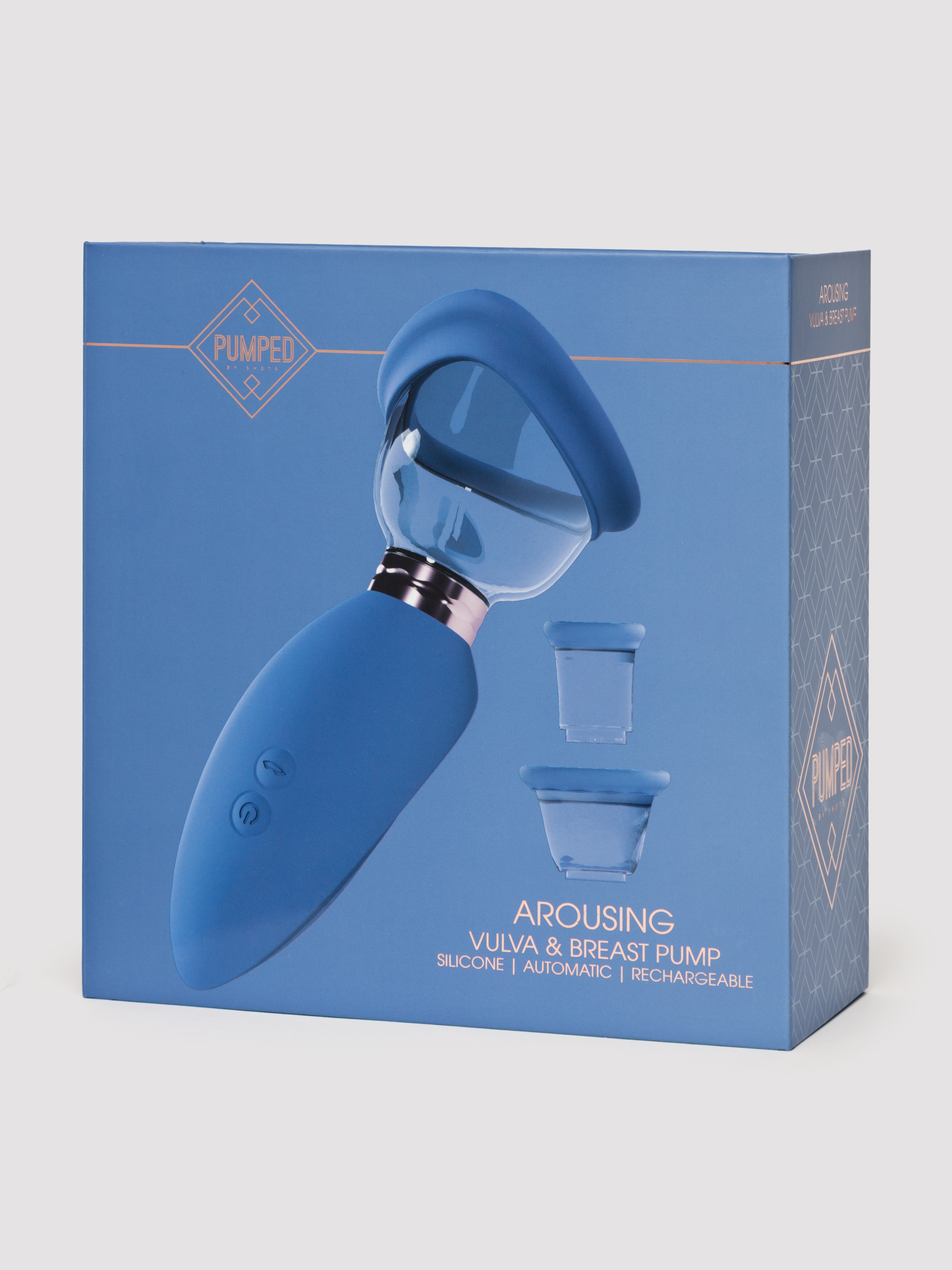 Pumped Arousing Blue Automatic Rechargeable Vulva, Clitoral, Nipple & Breast Pump, Blue, hi-res
