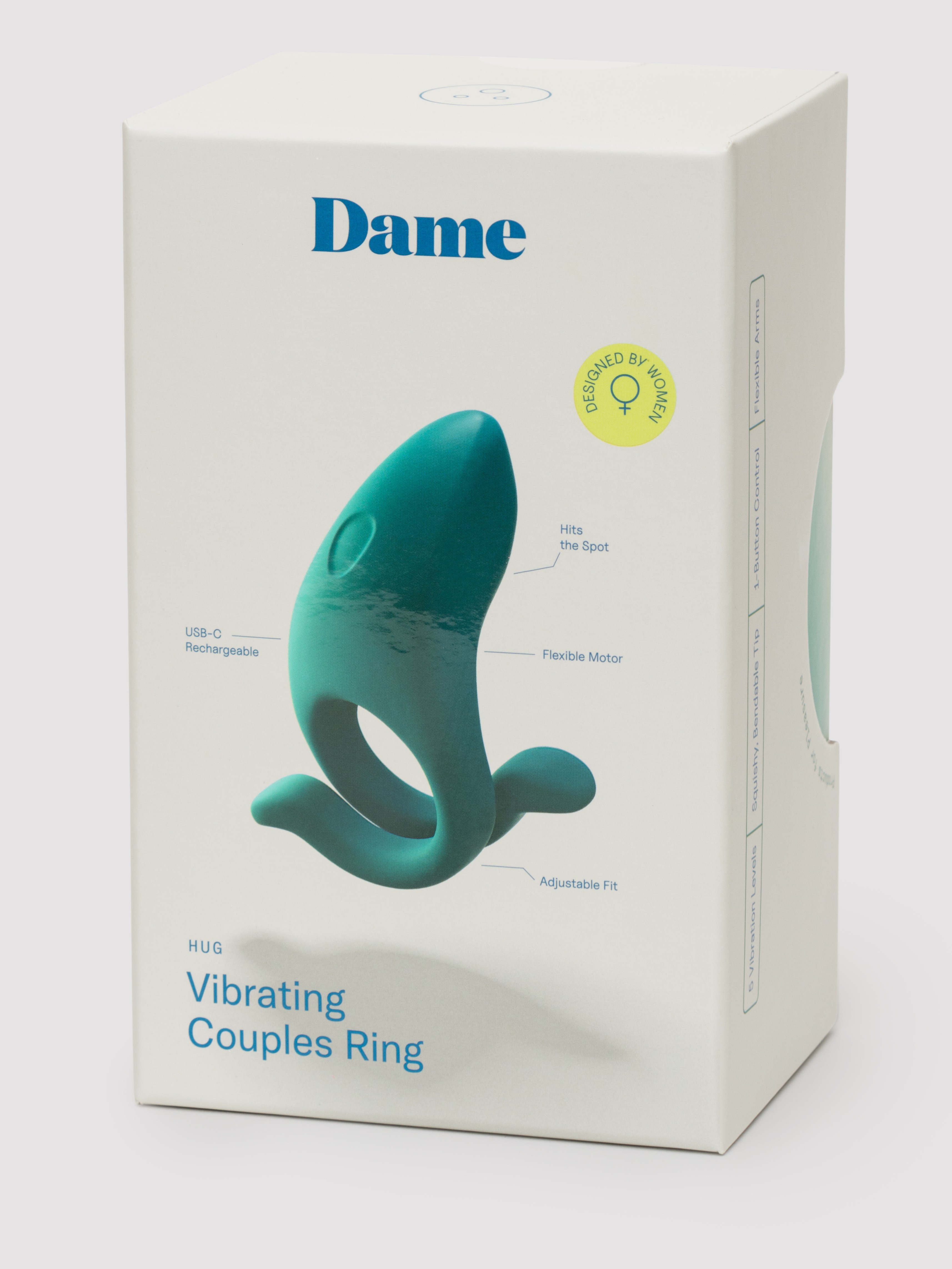Dame Hug Rechargeable Adjustable Vibrating Couples Ring, Green, hi-res