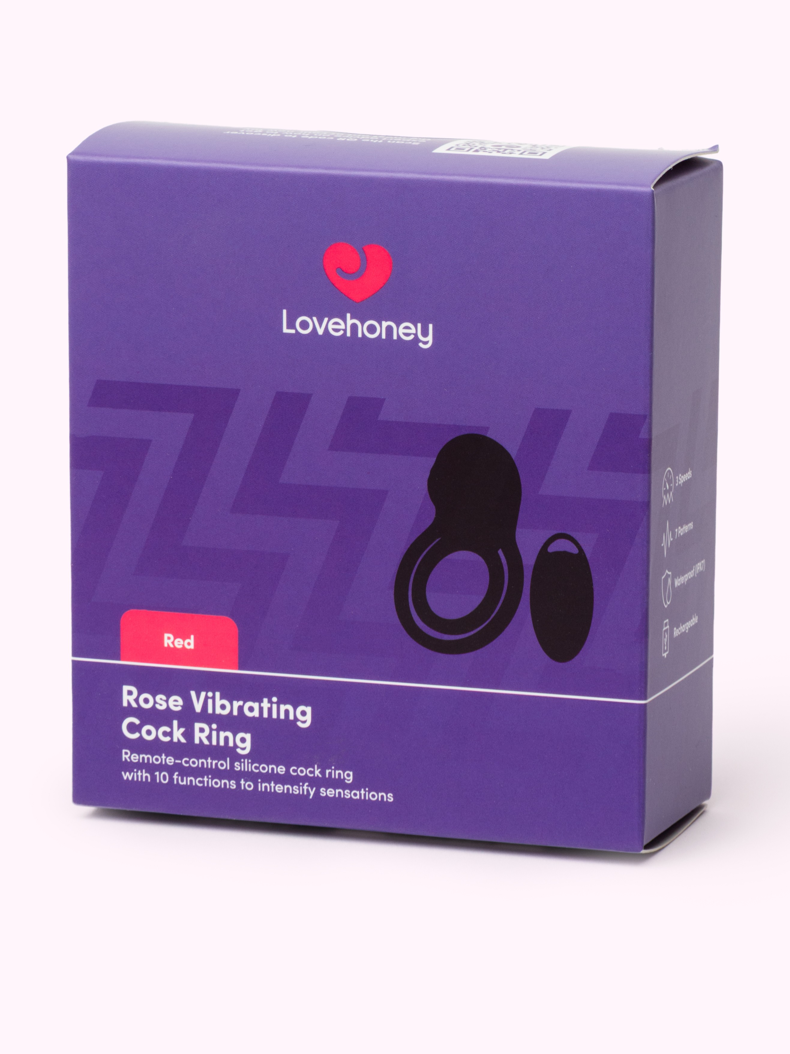 Lovehoney Rose Remote-Control Cock Ring, Red, hi-res