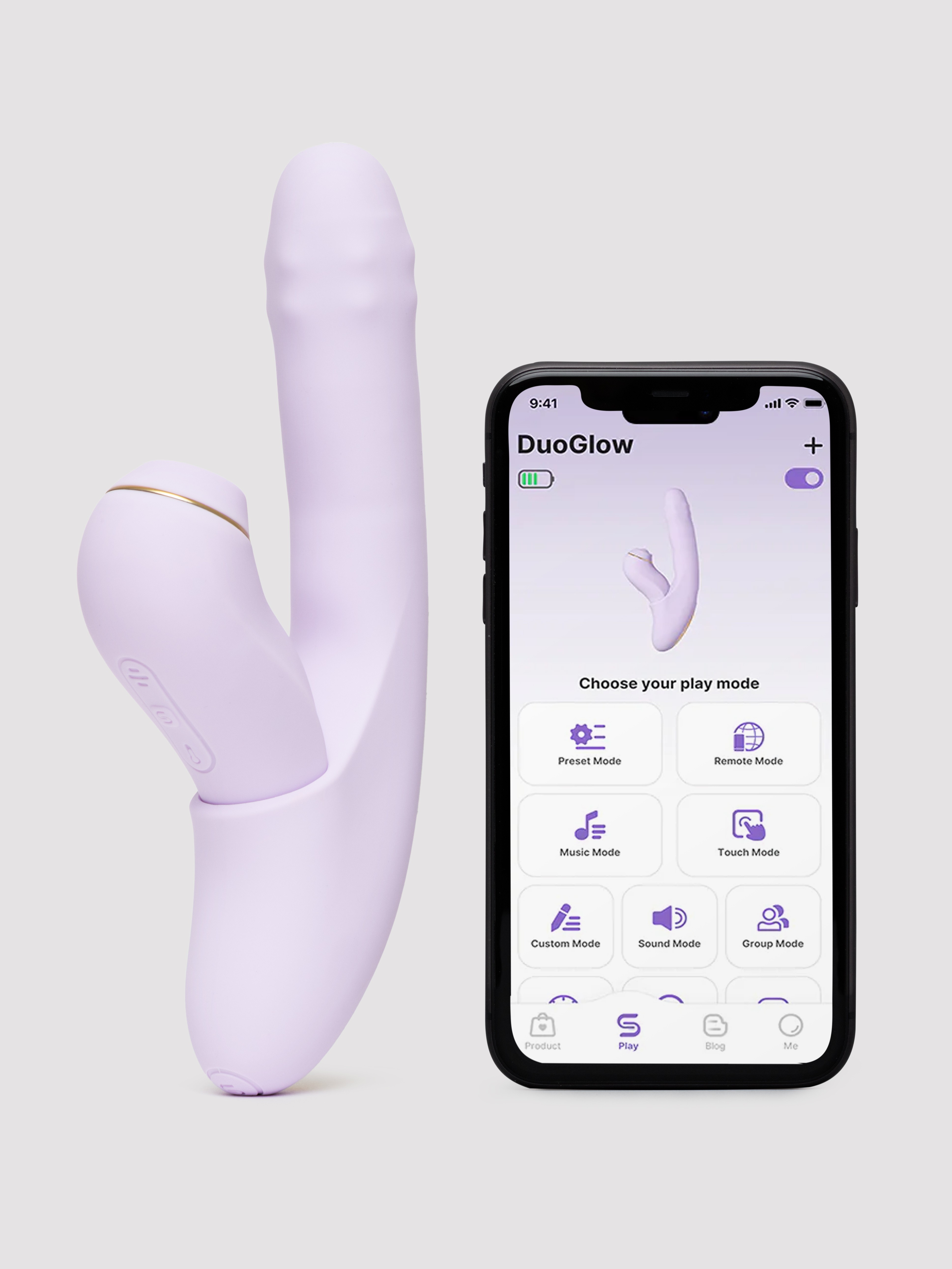 Svakom DuoGlow App Controlled All in 1 Rabbit Vibrator, Purple, hi-res