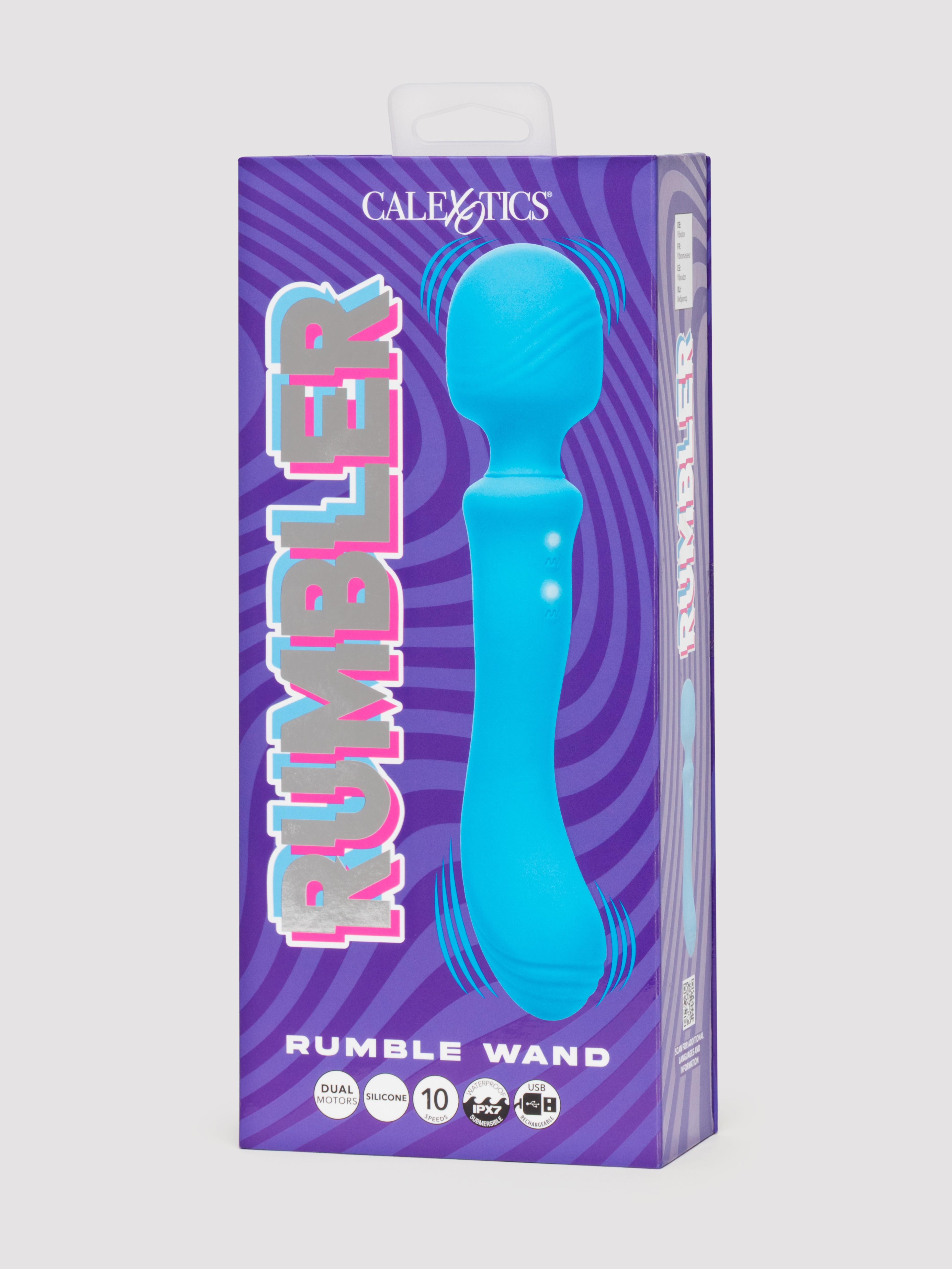 Rumbler Extra Powerful Double Ended Multifunction Wand Vibrator, Blue, hi-res