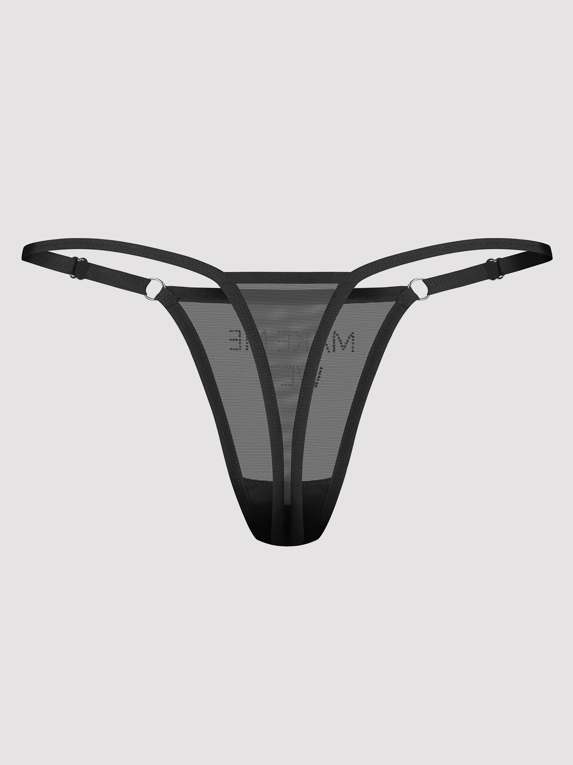 Obsessive Black Make Me Wet Thong, Black, hi-res