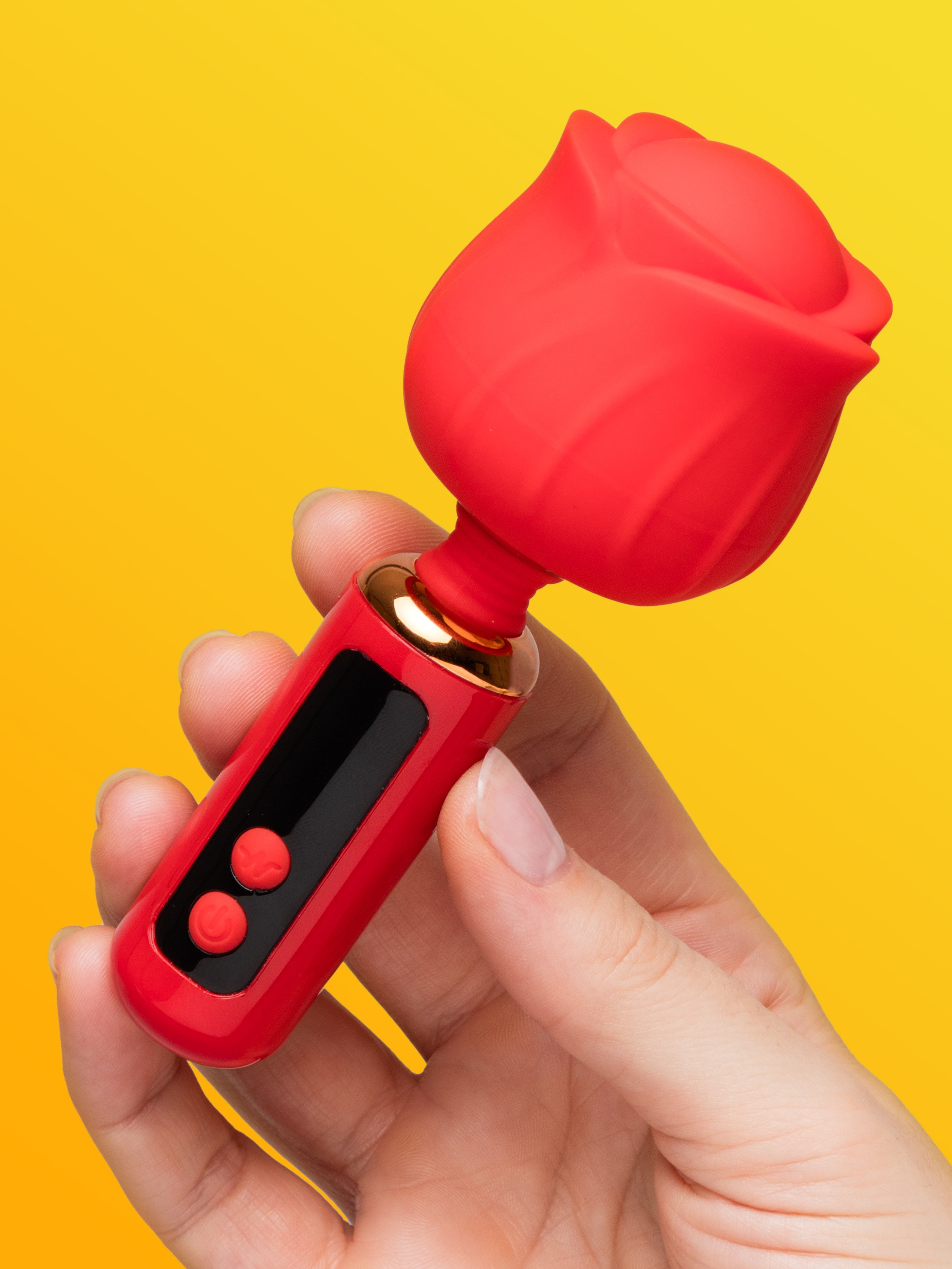 LOVISS Rose Mini Massage Wand Vibrator, Red, hi-res