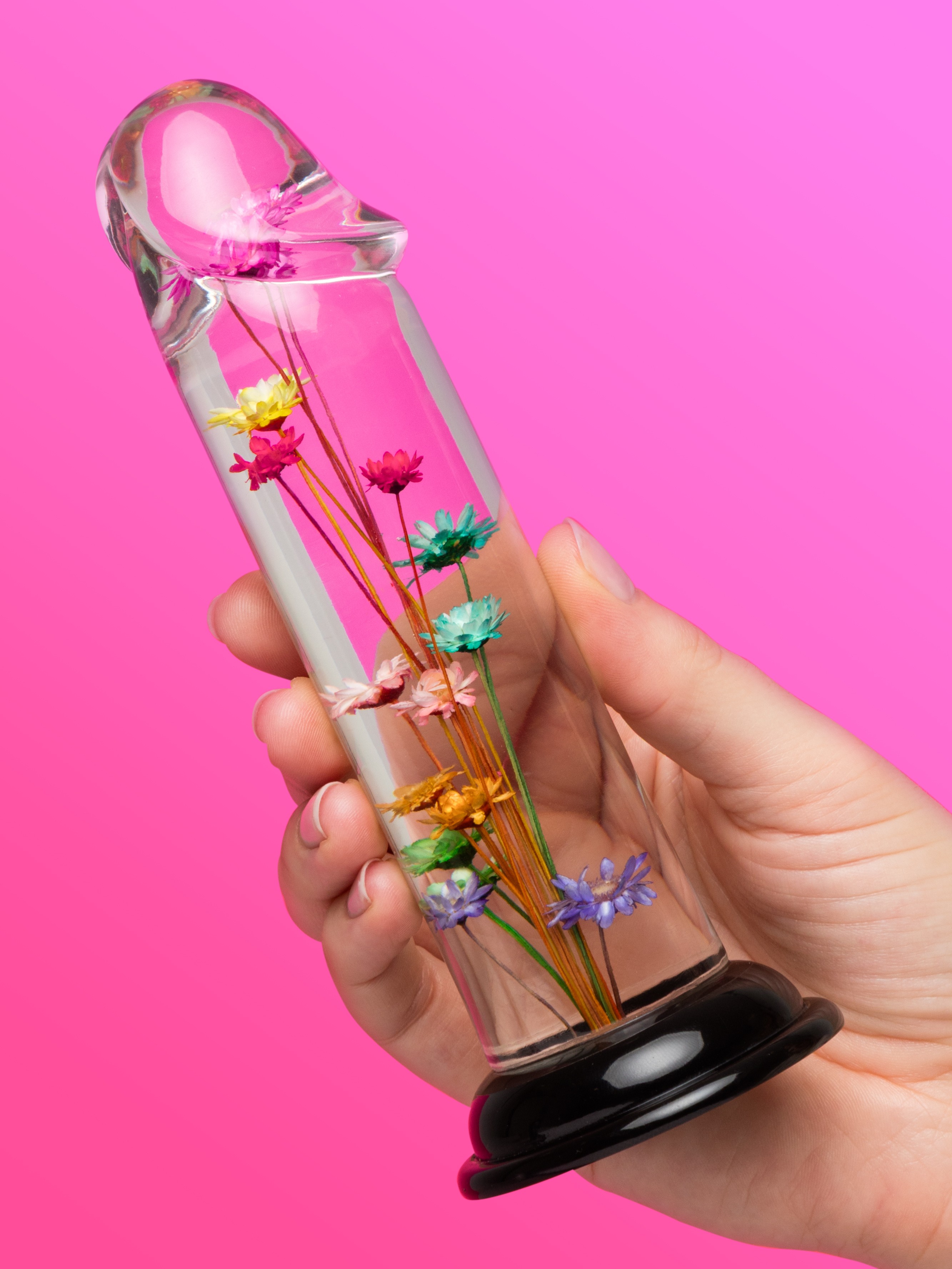 LOVISS Flower Garden Clear Dildo 6 Inch, Clear, hi-res