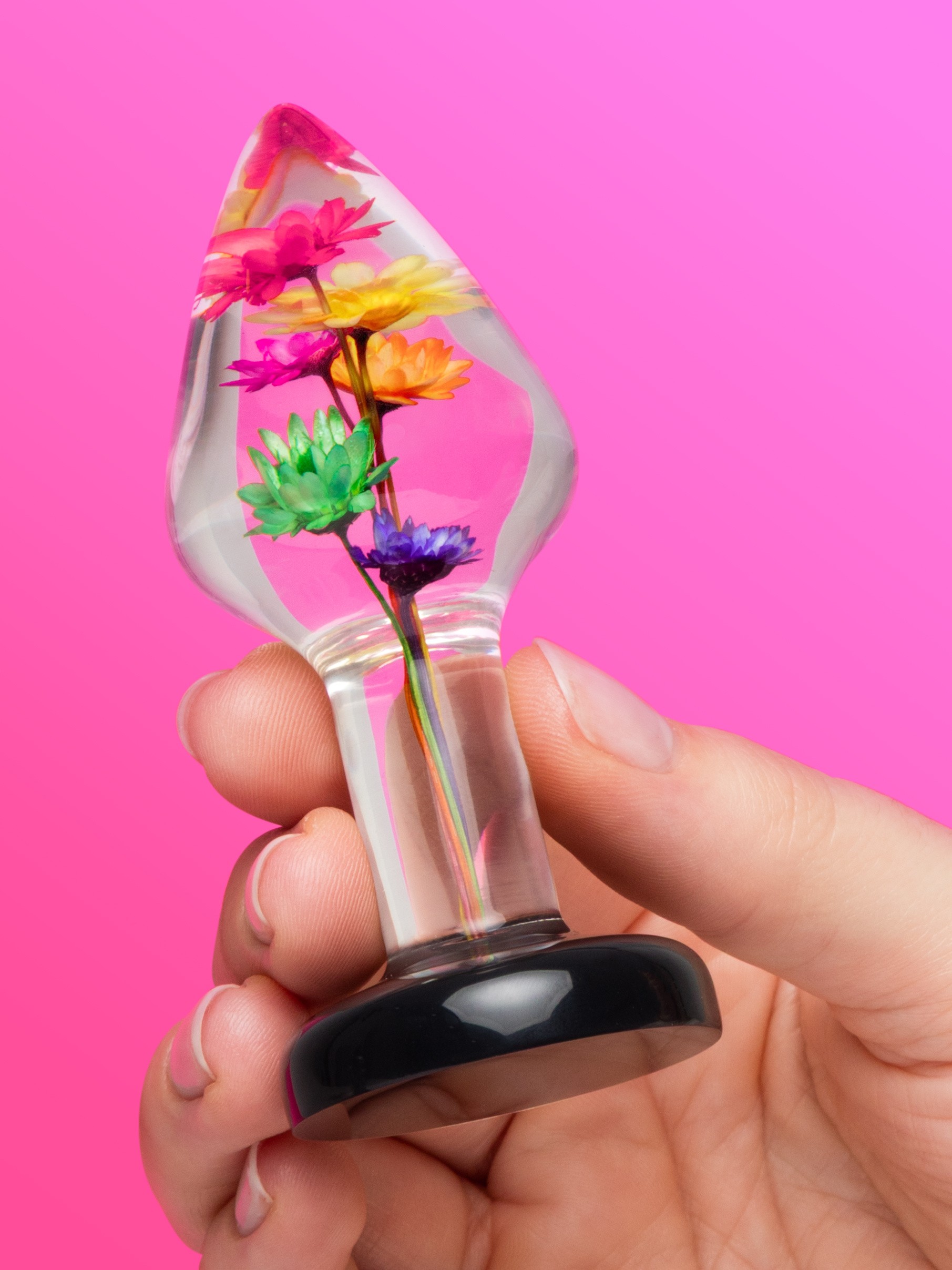 LOVISS Flower Garden Clear Butt Plug 3 Inch, Clear, hi-res