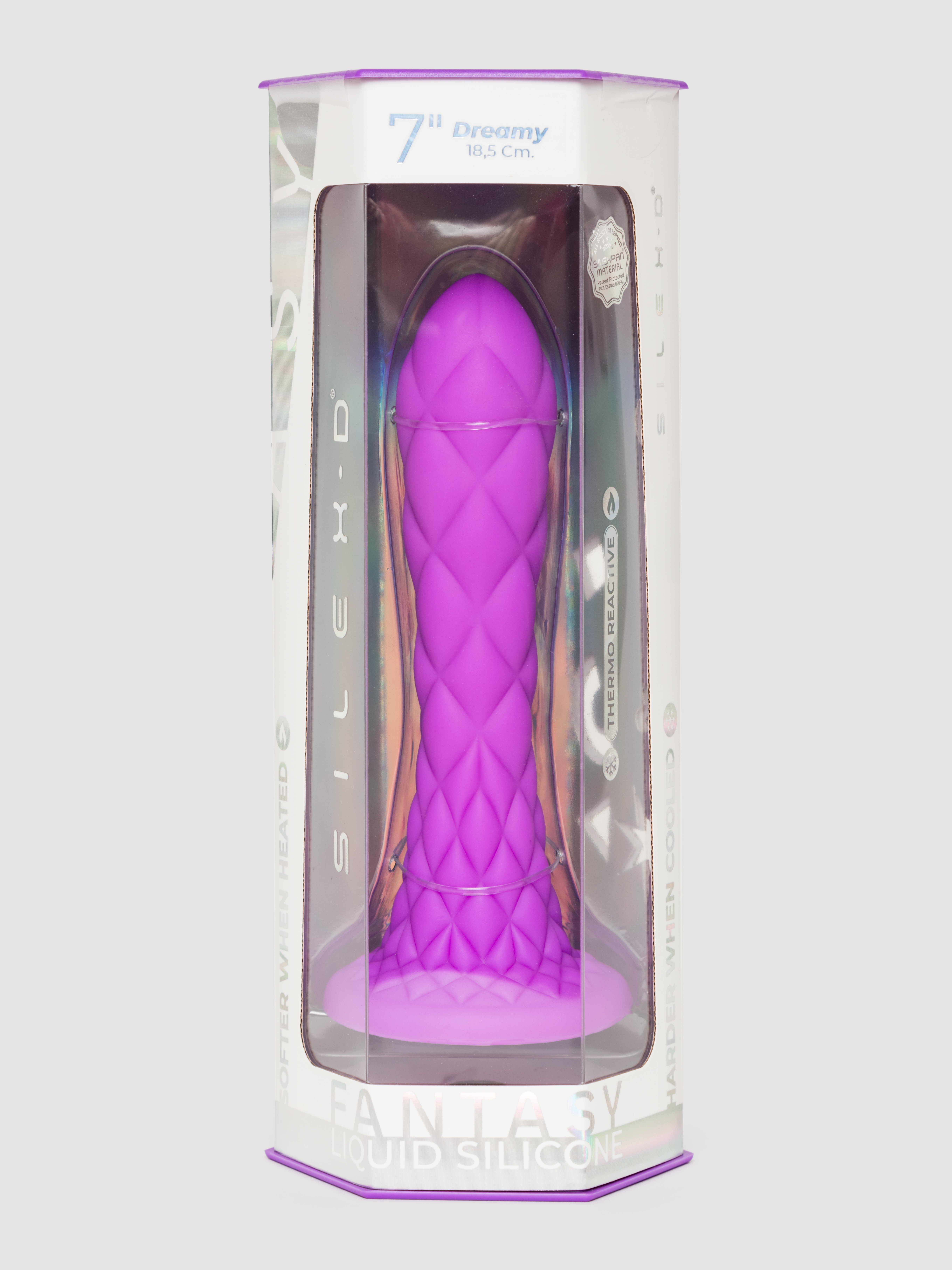 SILEXD Dreamy Fantasy Dual Density Scaly Dragon Silicone Dildo 7 Inch, Purple, hi-res