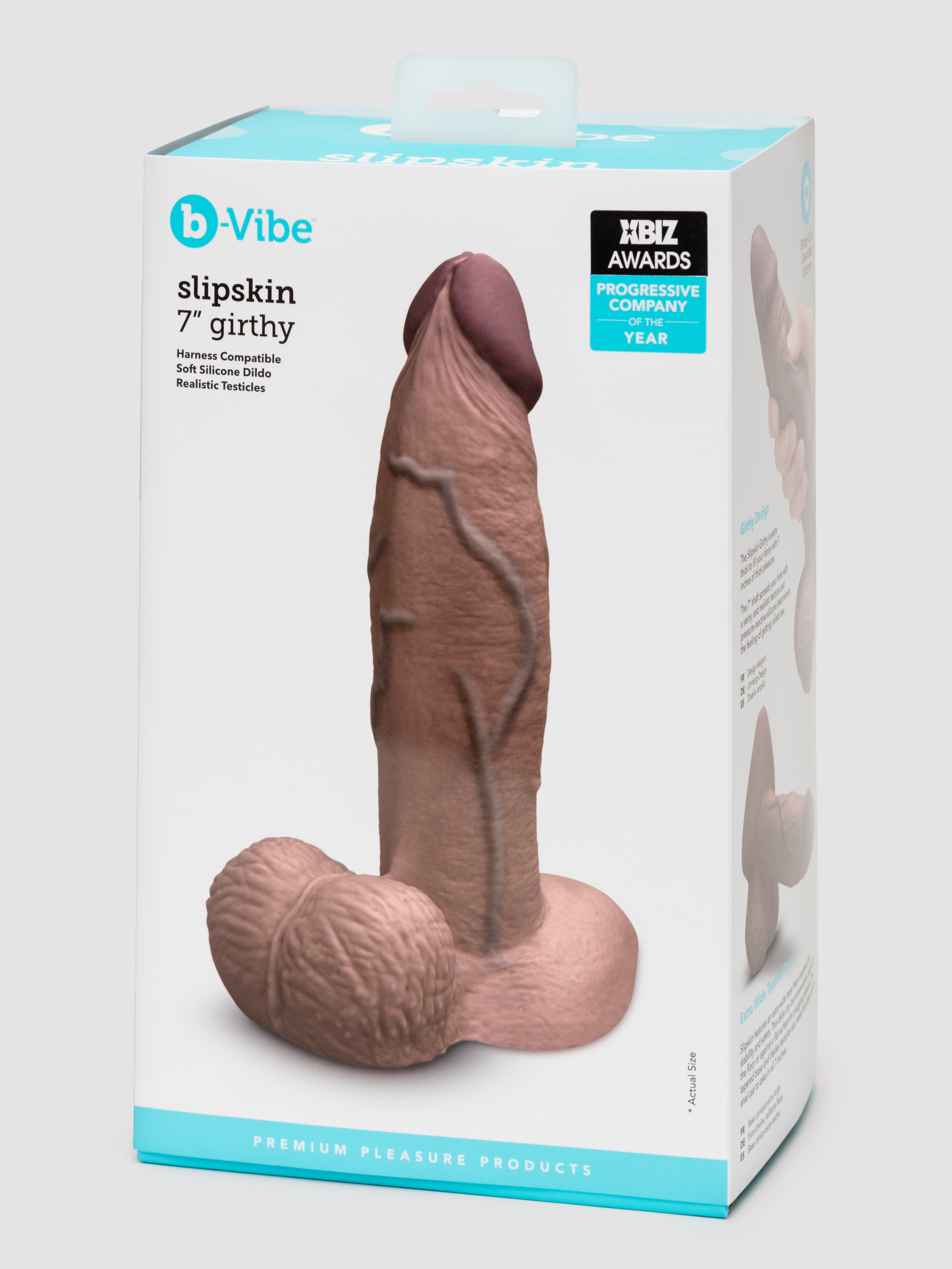 b-Vibe Slipskin Flesh Brown Ultra Realistic Girthy 7" Dual Density Dildo, Flesh Brown, hi-res