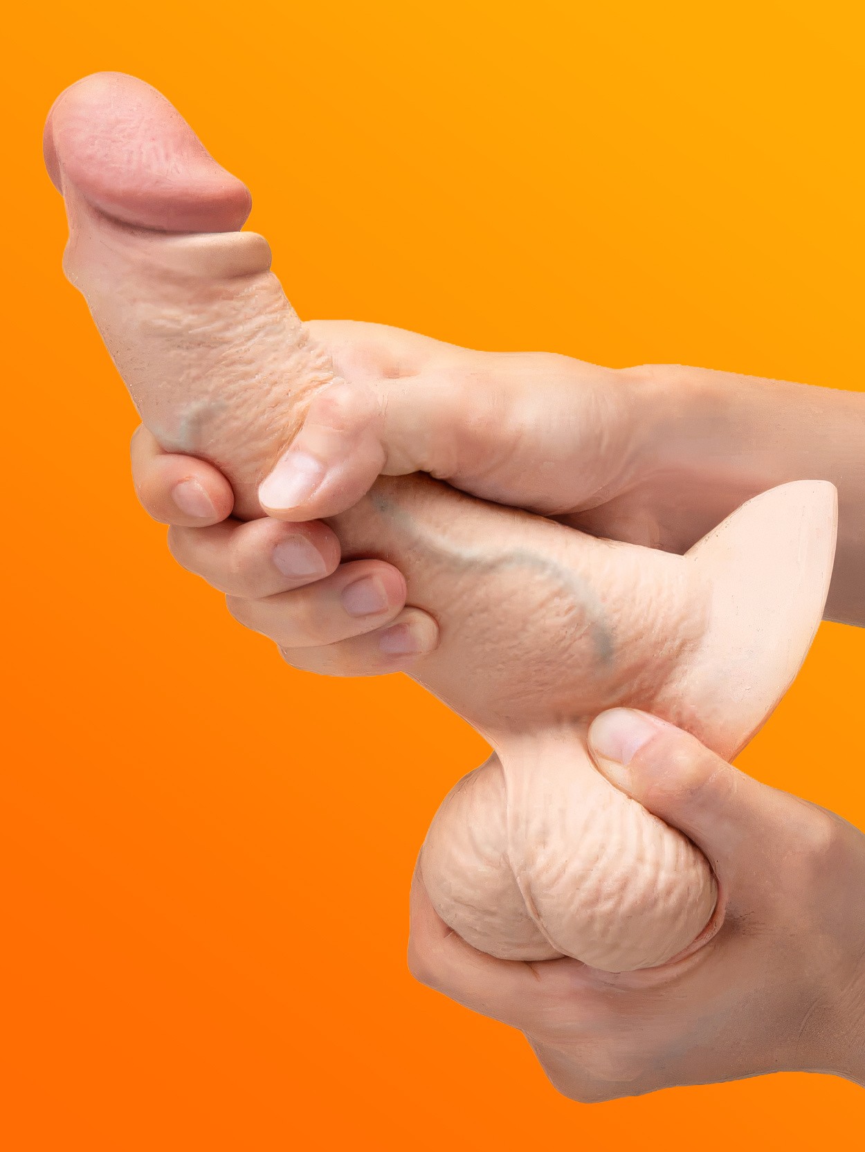 b-Vibe Slipskin Flesh Pink Ultra Realistic Curved 8" Dual Density Dildo, Flesh Pink, hi-res