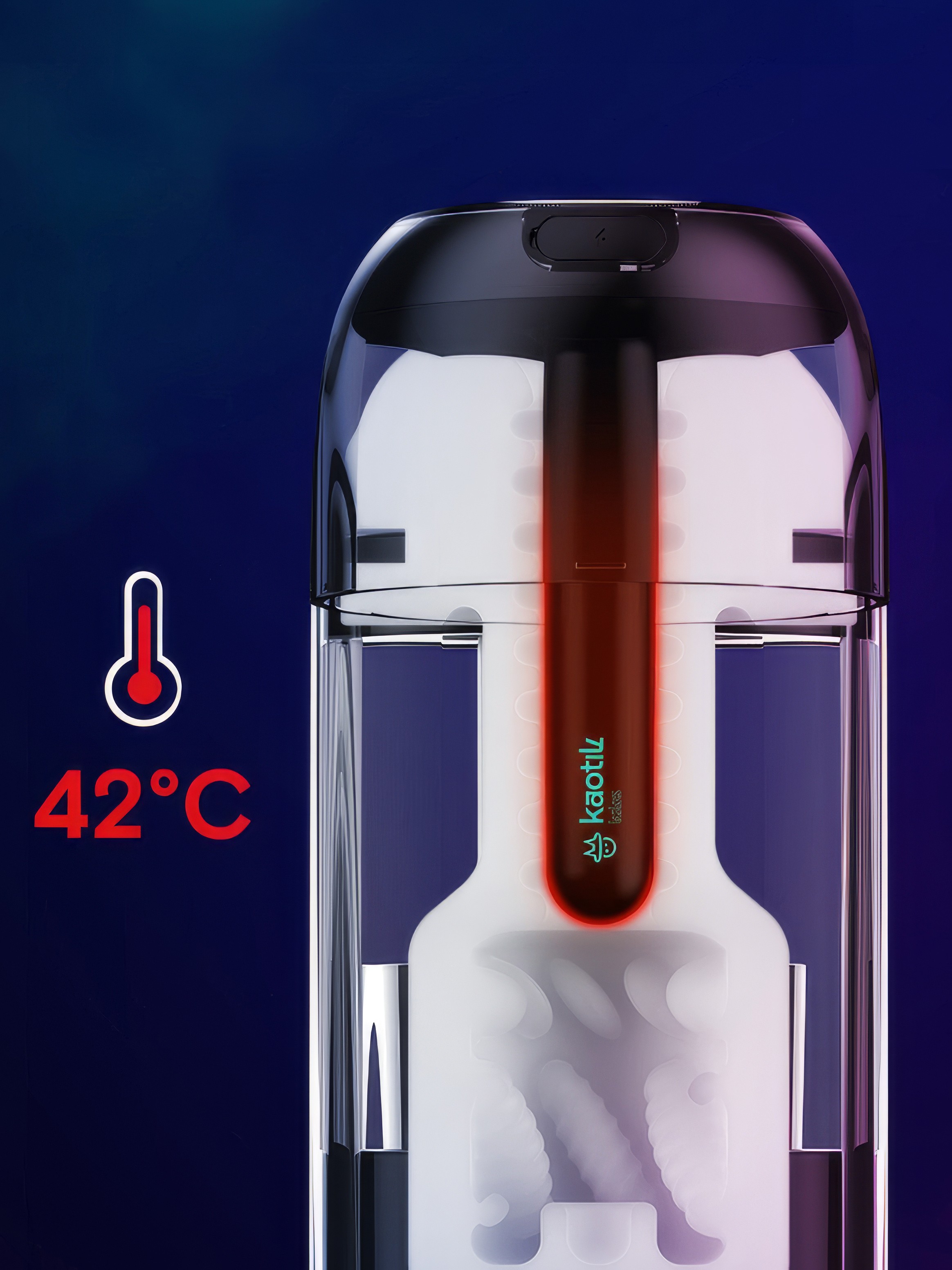 Kaotik The Cocoon App Controlled Throbbing and Warming Masturbator, Black, hi-res