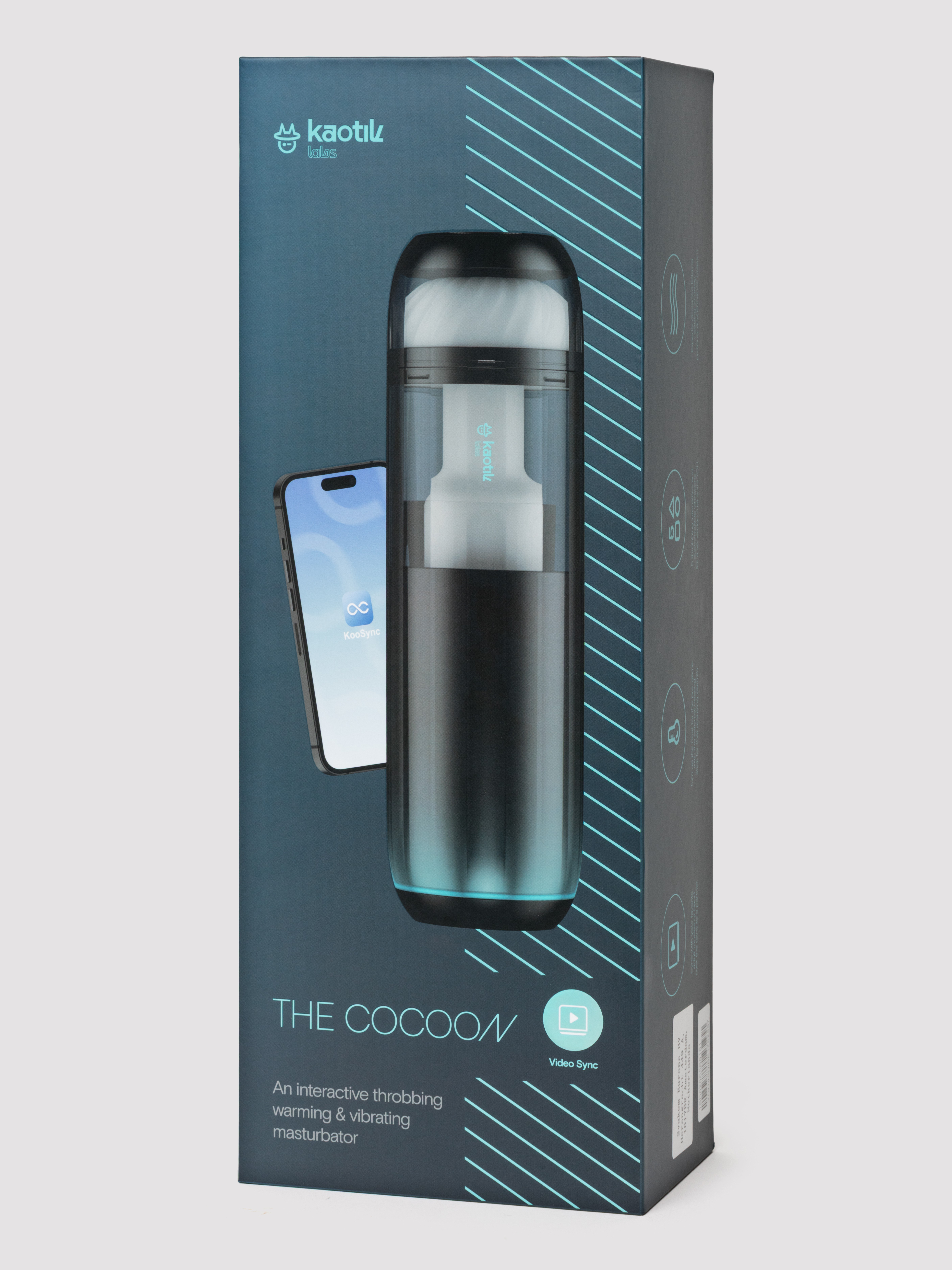 Kaotik The Cocoon App Controlled Throbbing and Warming Masturbator, Black, hi-res
