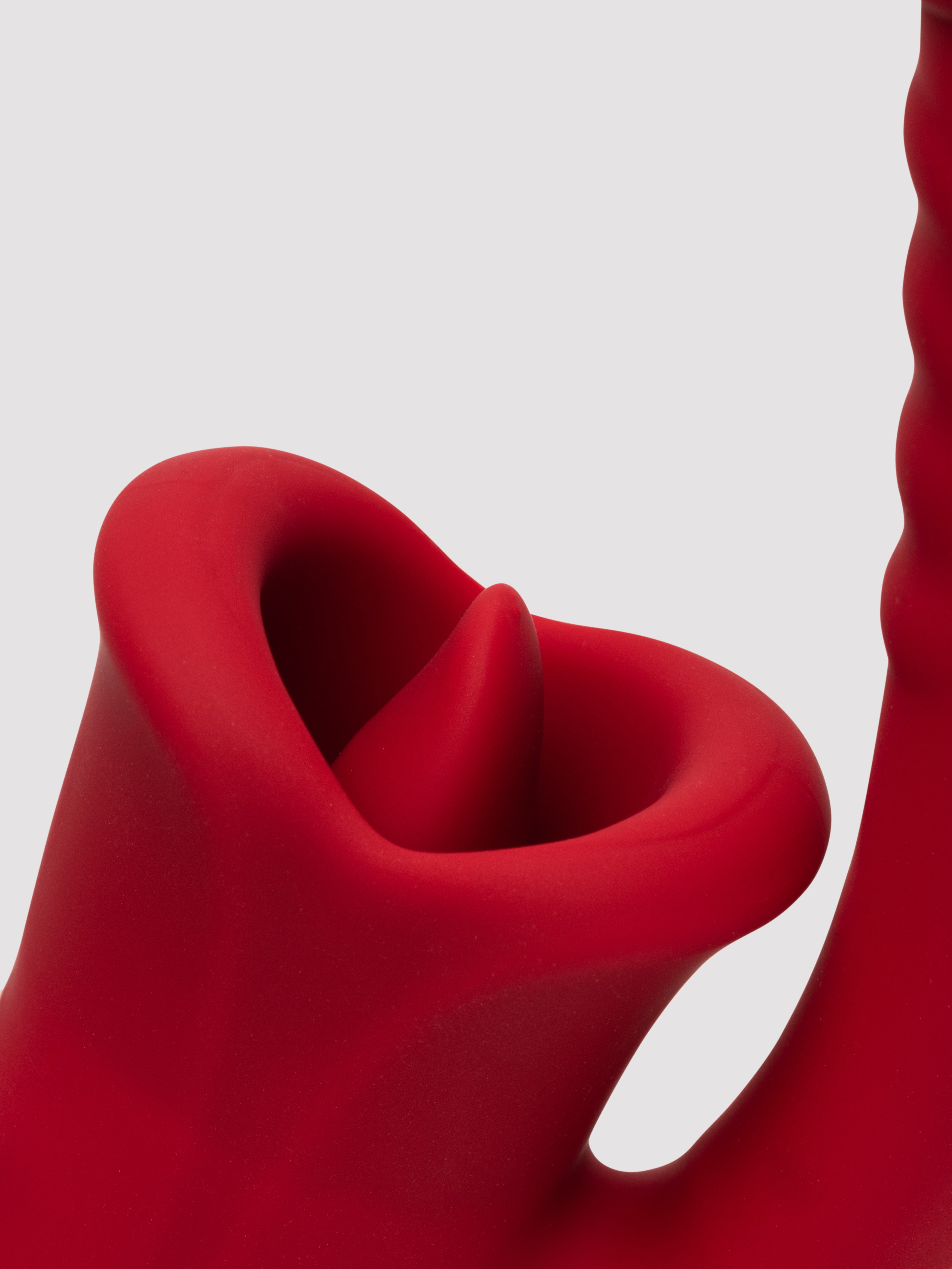 Teazers G-Spot Dildo Vibrator with Tongue Stimulator, Red, hi-res