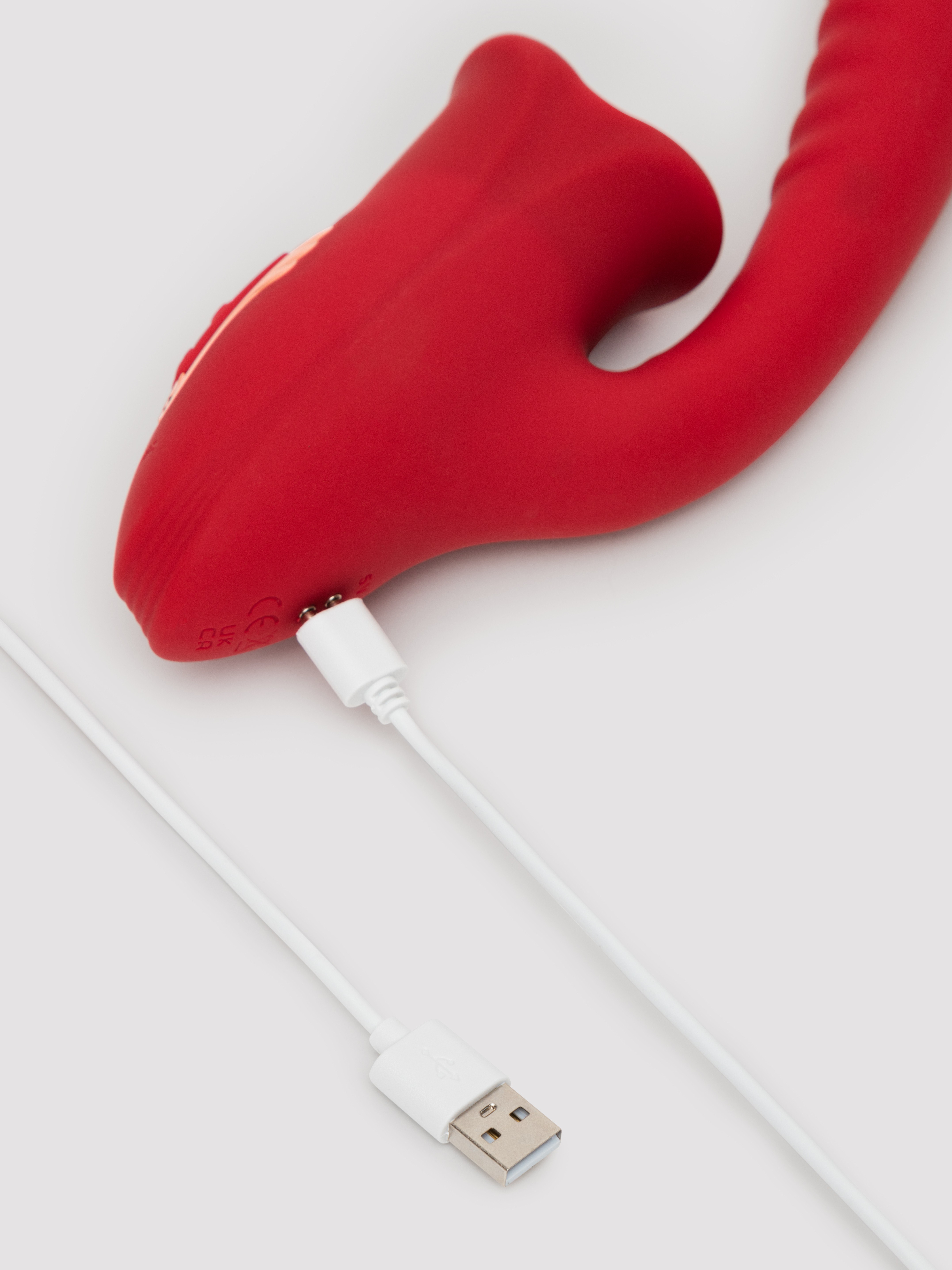 Teazers G-Spot Dildo Vibrator with Tongue Stimulator, Red, hi-res