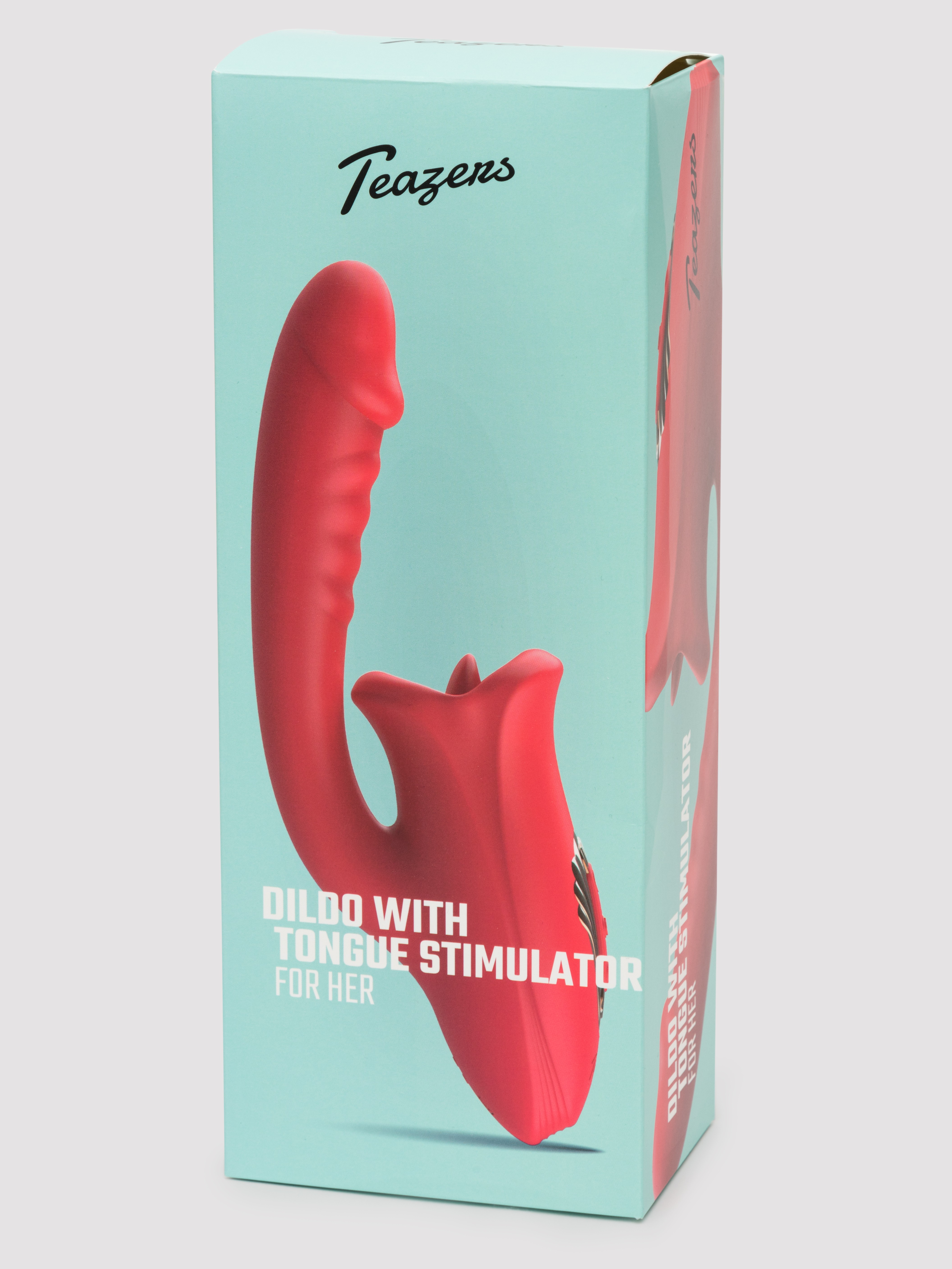 Teazers G-Spot Dildo Vibrator with Tongue Stimulator, Red, hi-res