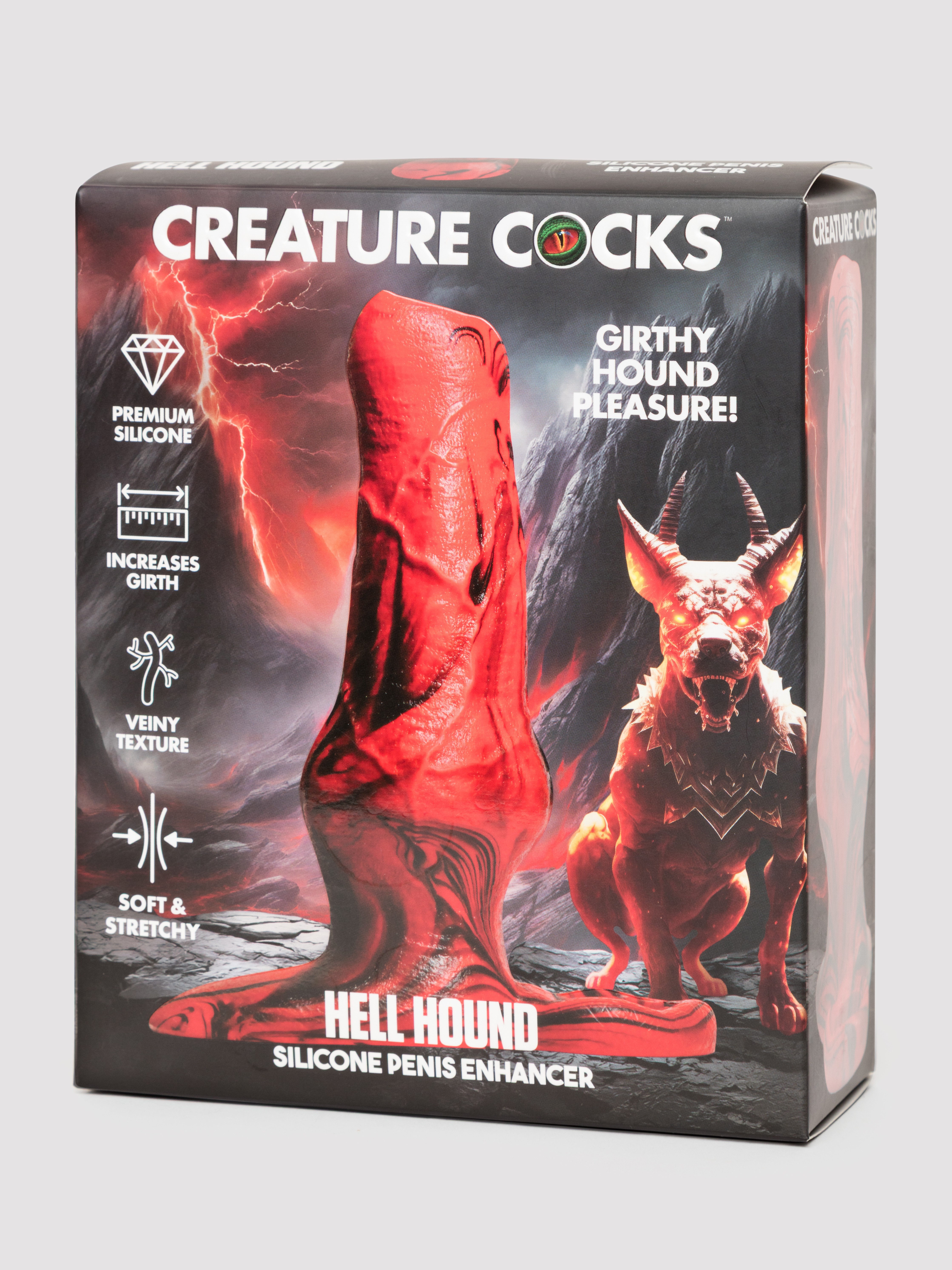 Creature Cocks Hell Hound Silicone Penis Extender, Red, hi-res