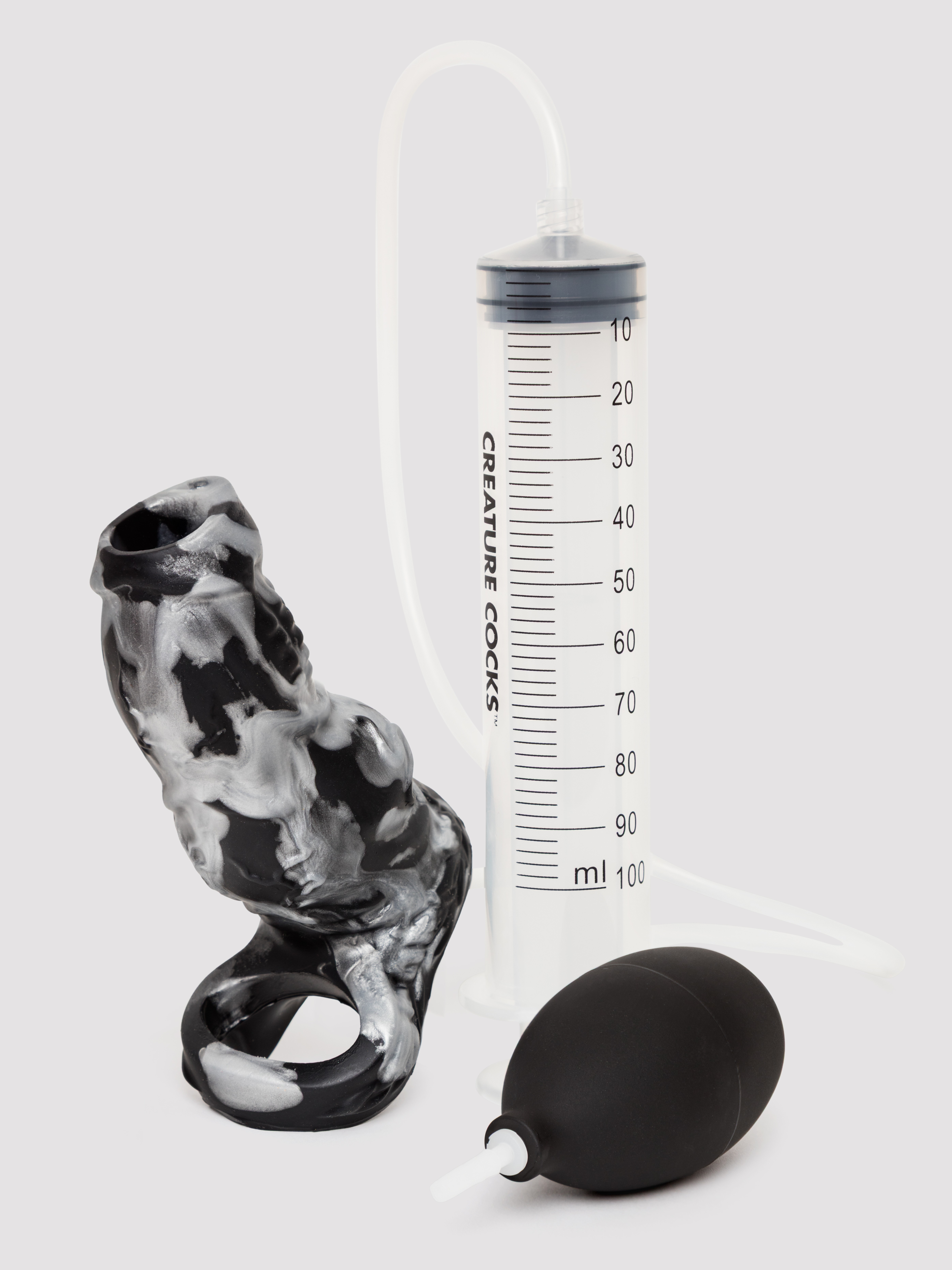 Creature Cocks Night Prowler Squirting Silicone Penis Extender, Black, hi-res