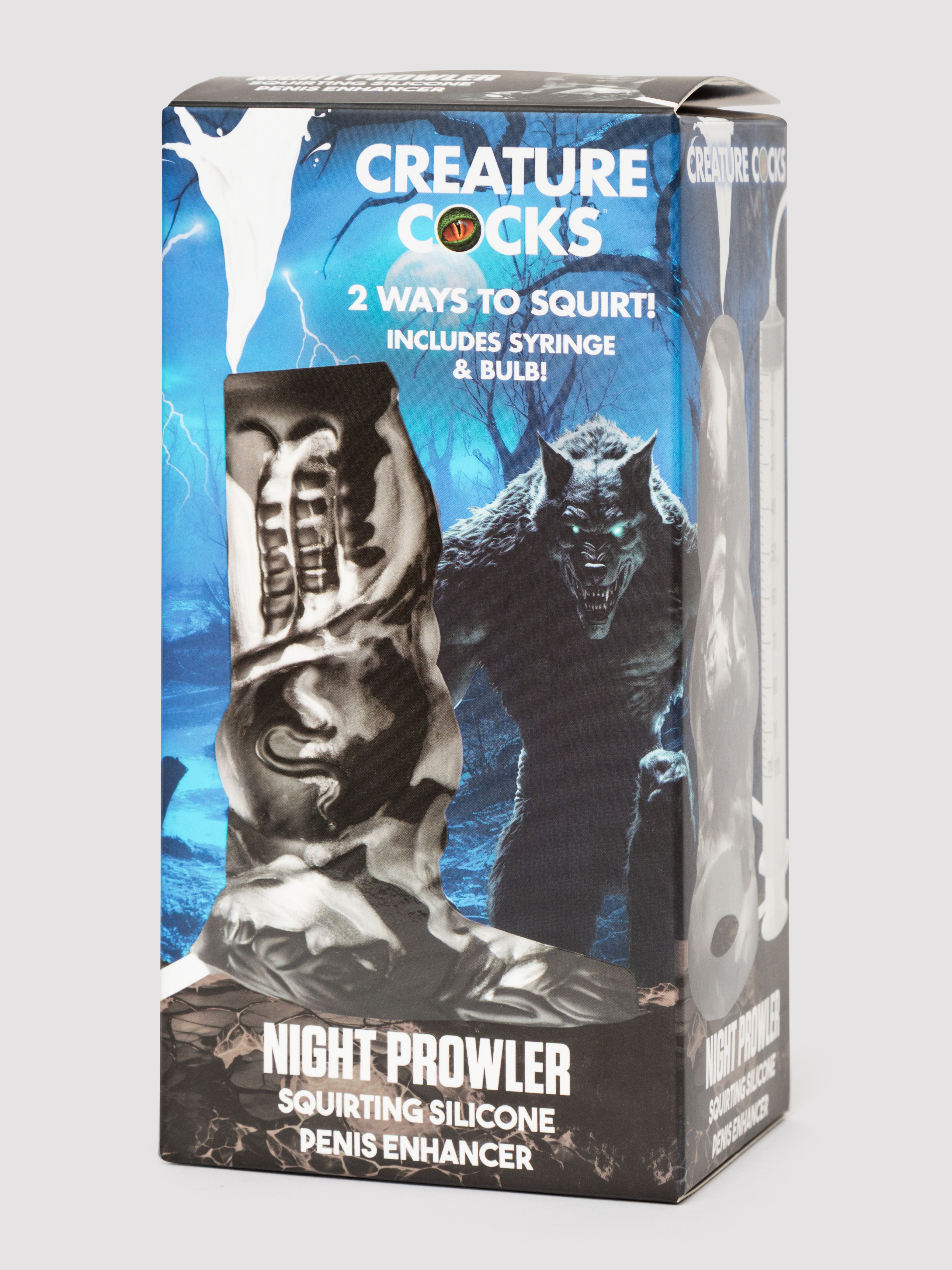 Creature Cocks Night Prowler Squirting Silicone Penis Extender, Black, hi-res