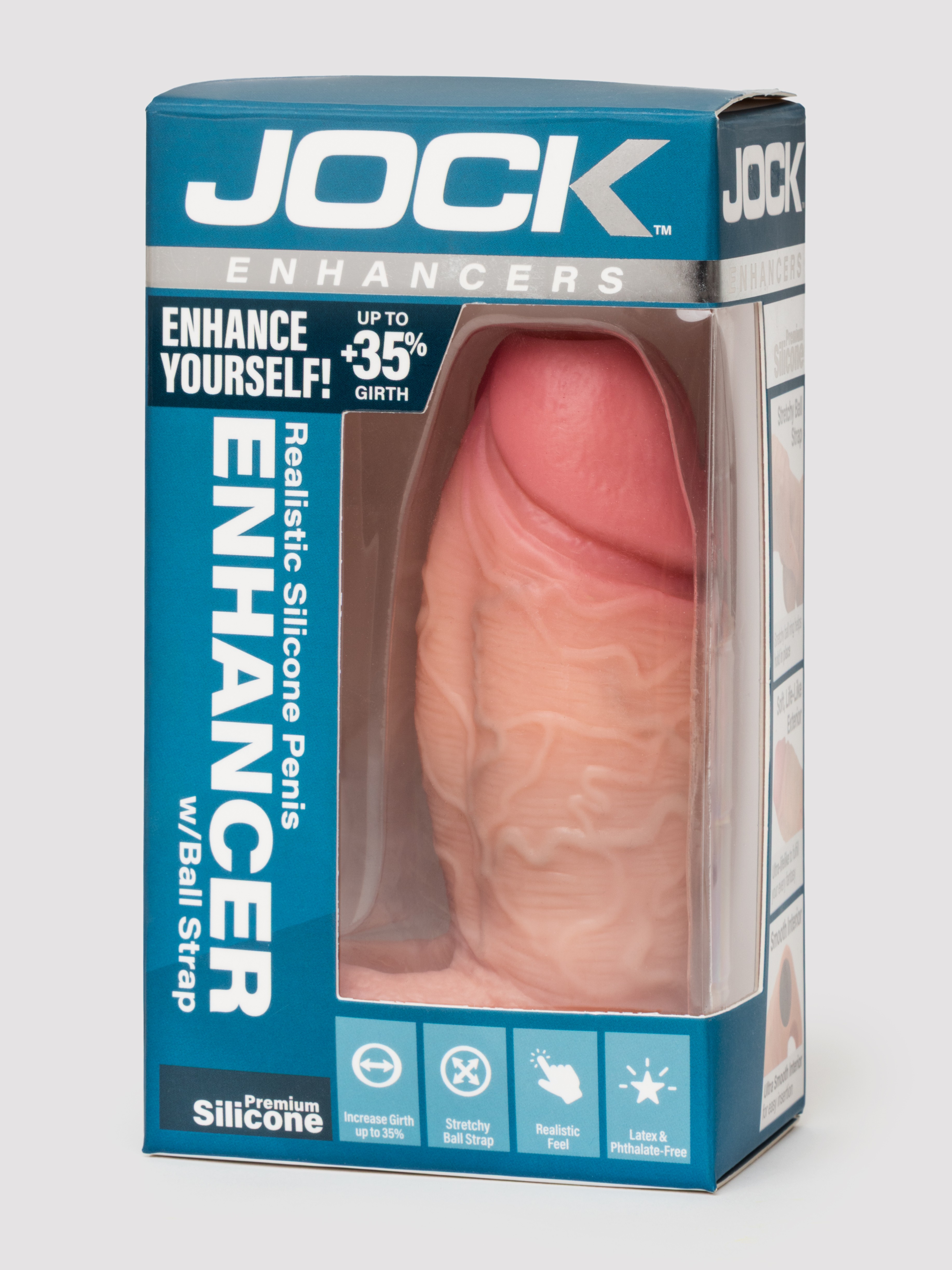 Jock Realistic Silicone Penis Enhancer with Ball Strap, Flesh Pink, hi-res