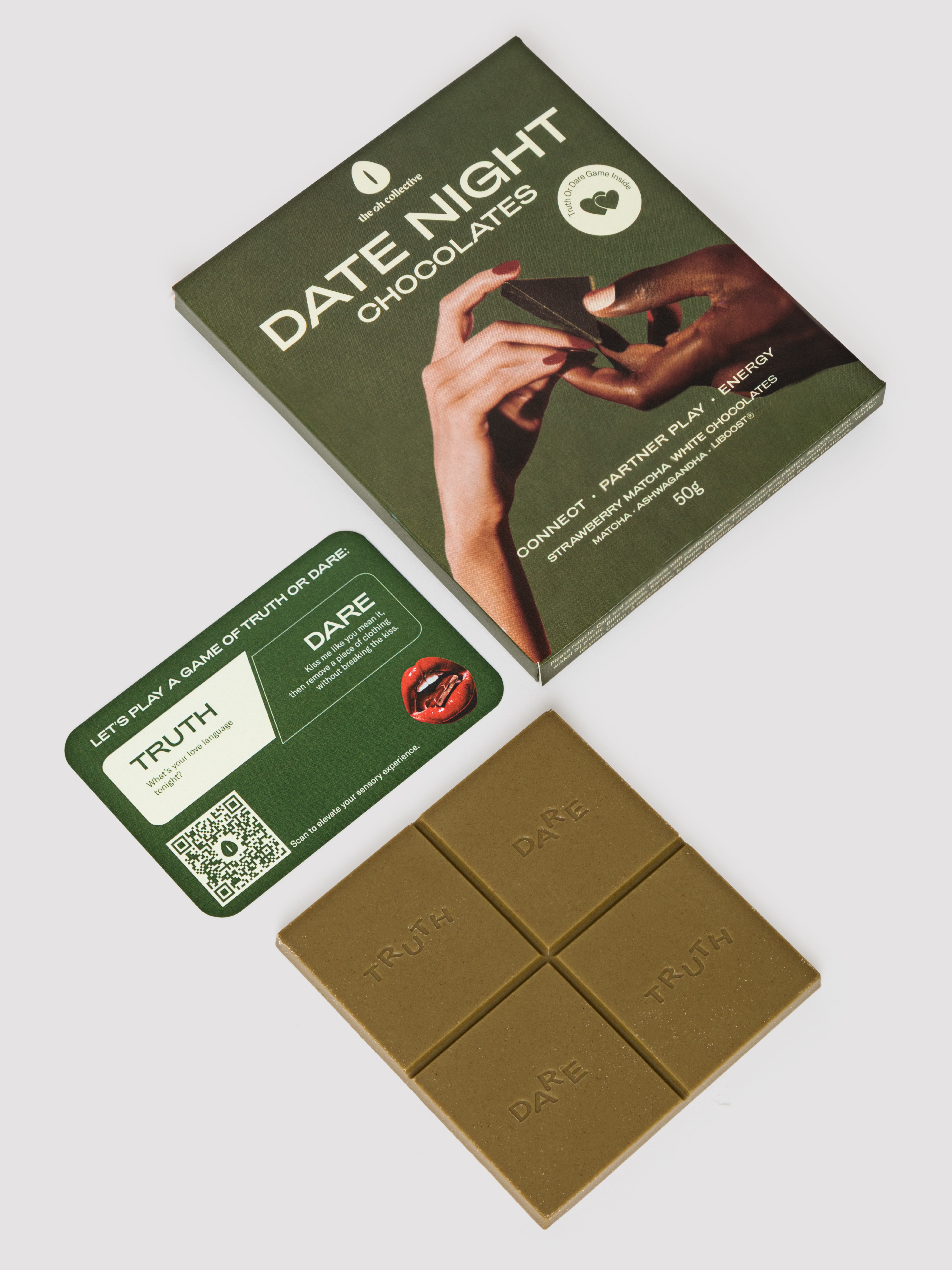 The Oh Collective Date Night Matcha Strawberry Aphrodisiac Chocolate 50g, , hi-res