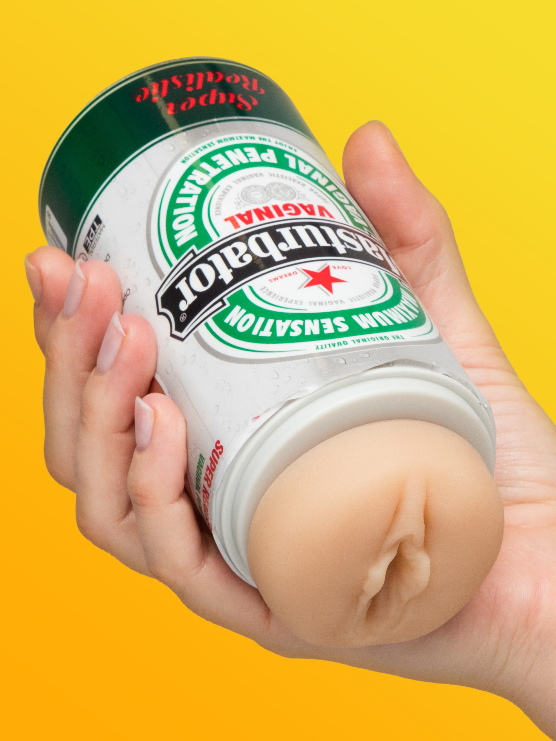 Realistic Vagina Masturbator in a Can, Flesh Pink, hi-res