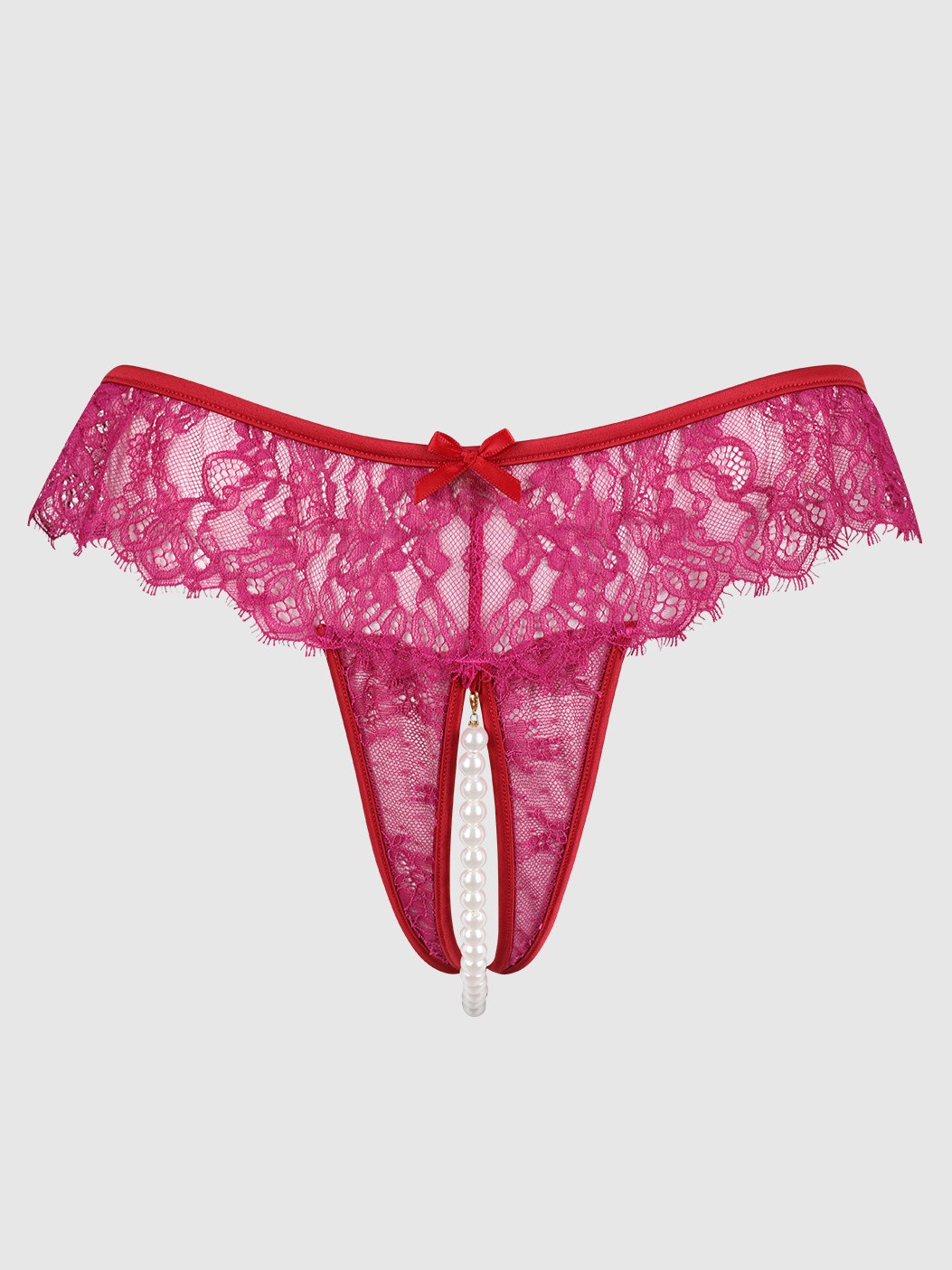 House of Desire Jocelyn Pearl Crotchless Thong, Pink, hi-res