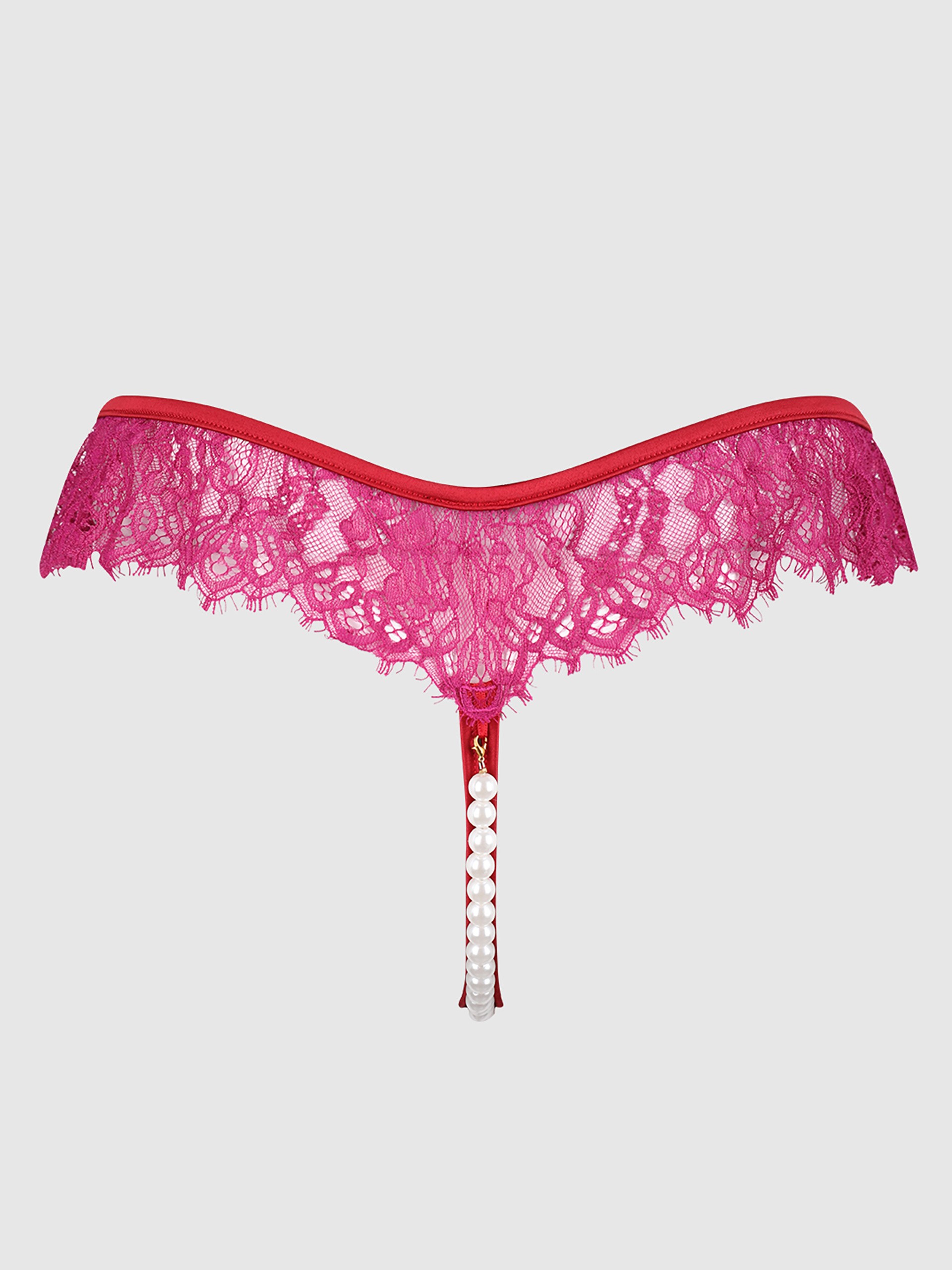 House of Desire Jocelyn Pearl Crotchless Thong, Pink, hi-res