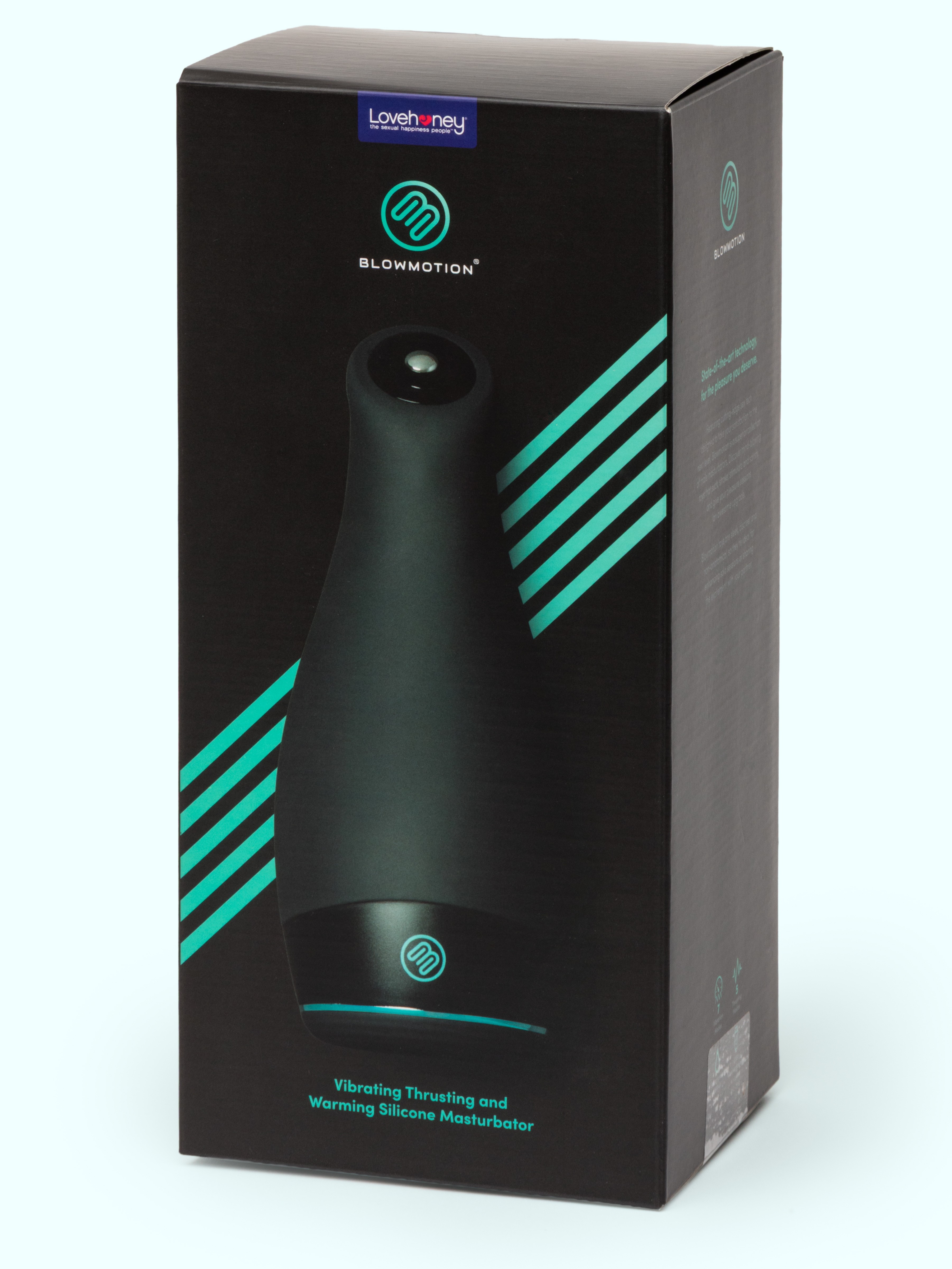 Blowmotion Vibrating, Thrusting & Warming Silicone Masturbator, Black, hi-res