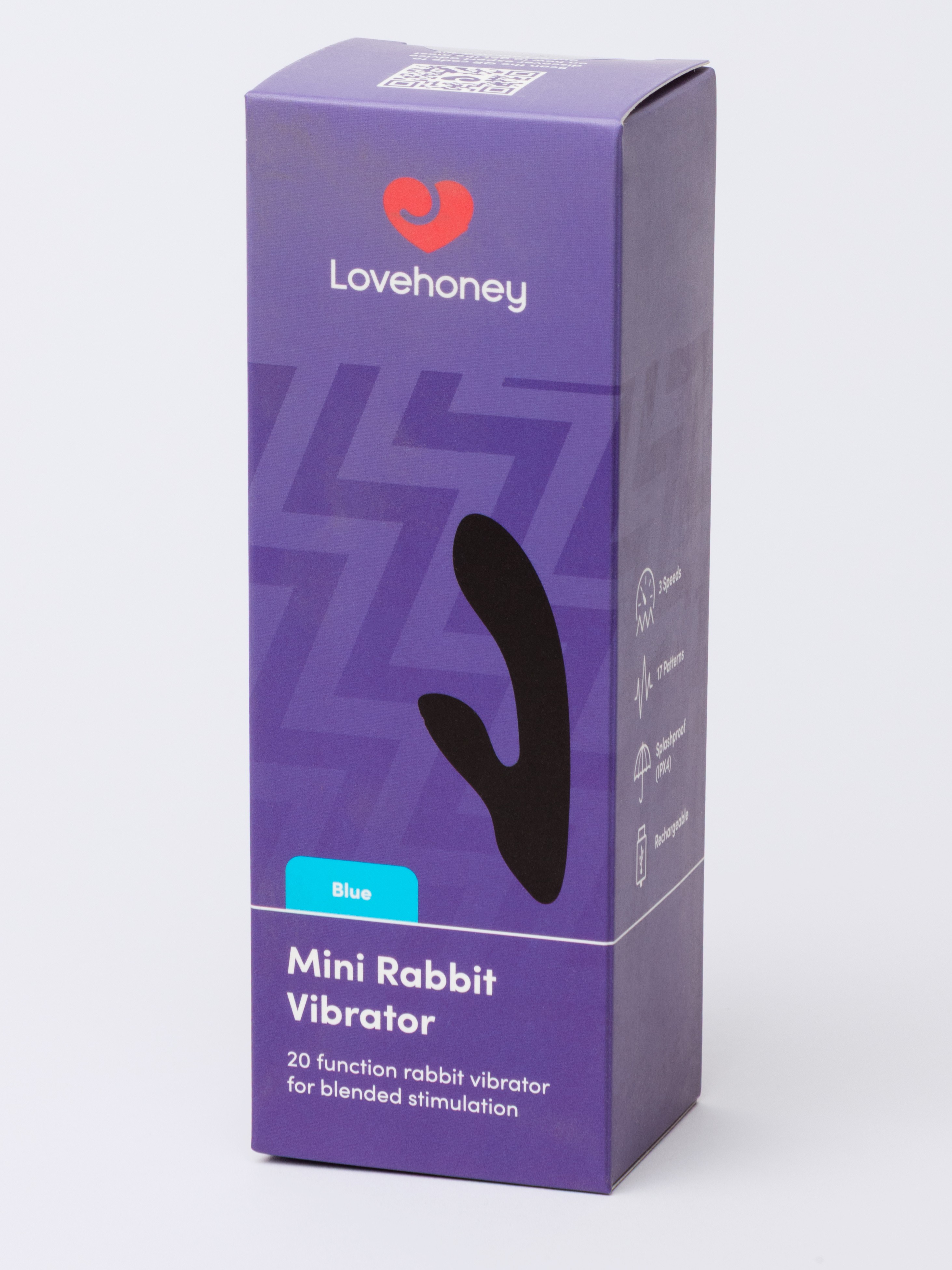 Lovehoney 20 Function Pastel Blue Mini Rabbit Vibrator, Blue, hi-res