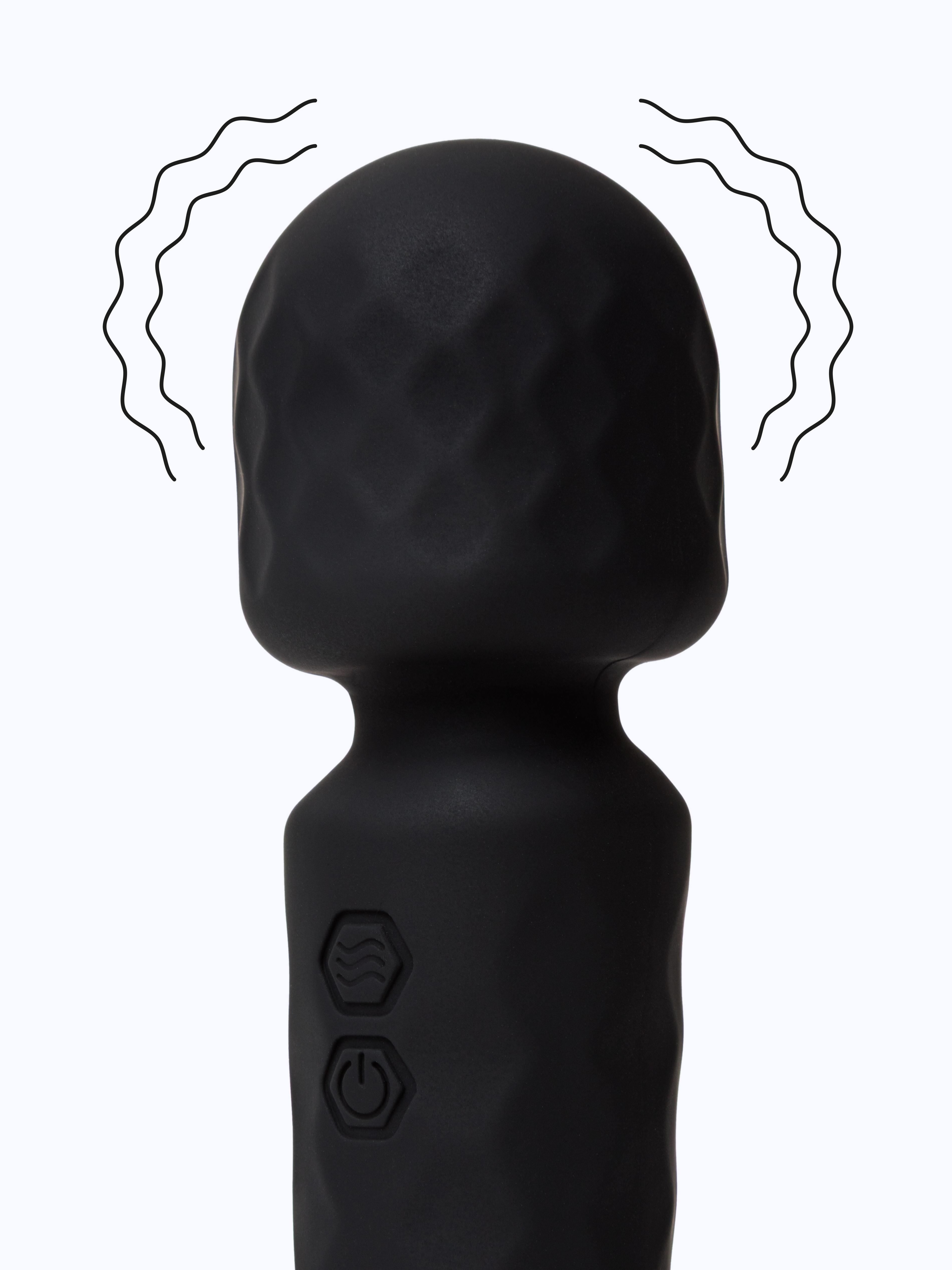 Lovehoney Mini Black Silicone Wand Vibrator, Black, hi-res